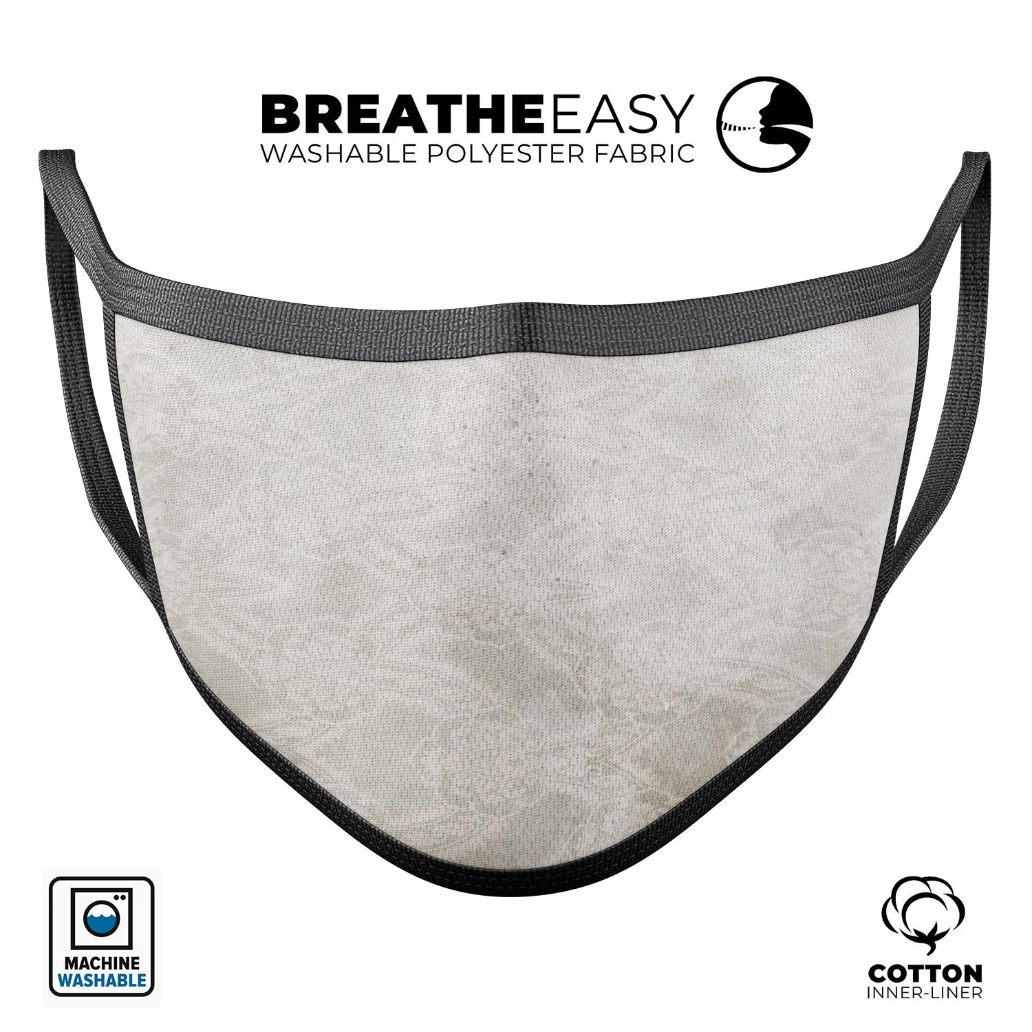 Faded White and Gray Royal Pattern mouth cover, showcasing its stylish design and adjustable ear loops.