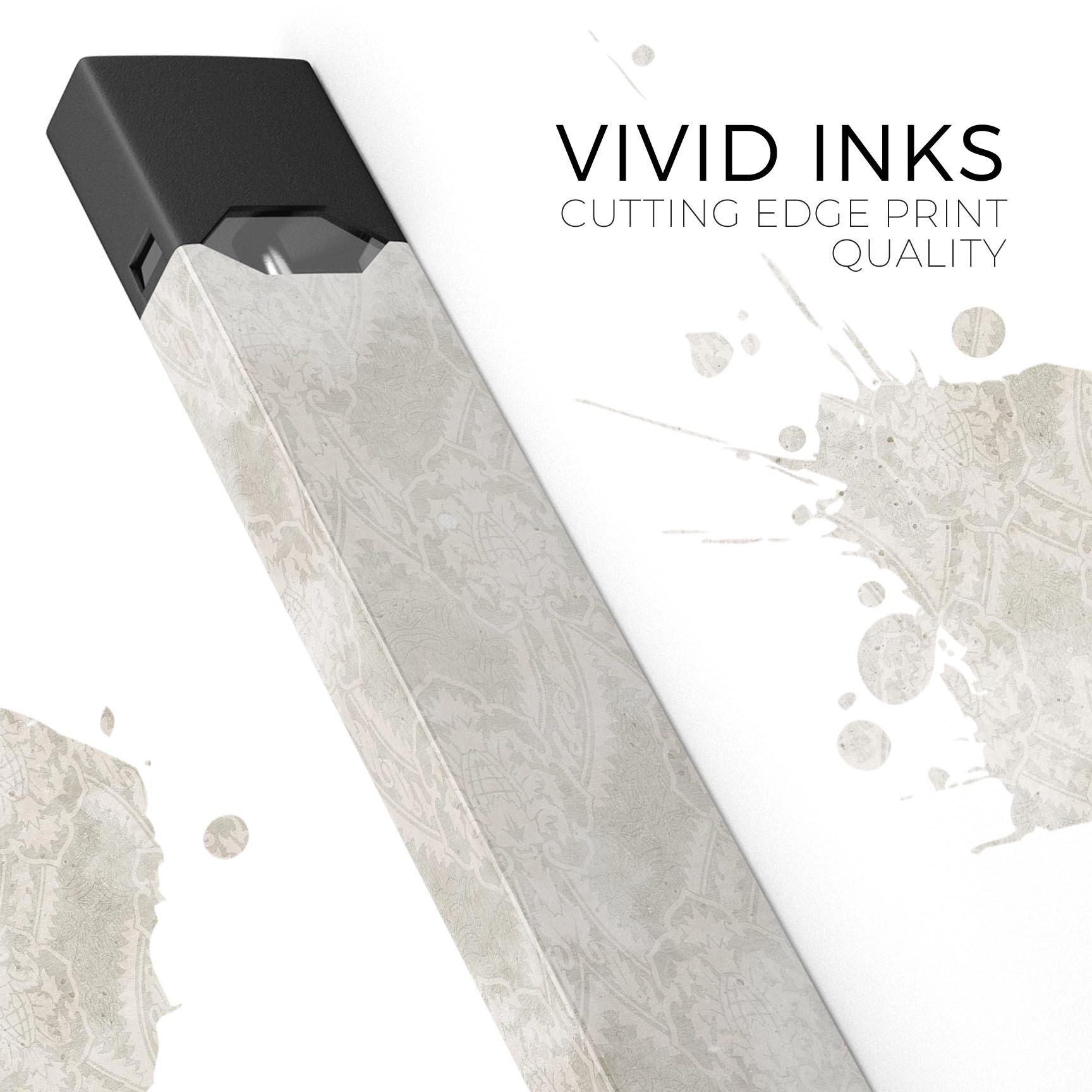 Faded White and Gray Royal Pattern decal for JUUL vaping device, showcasing a stylish design with protective features.