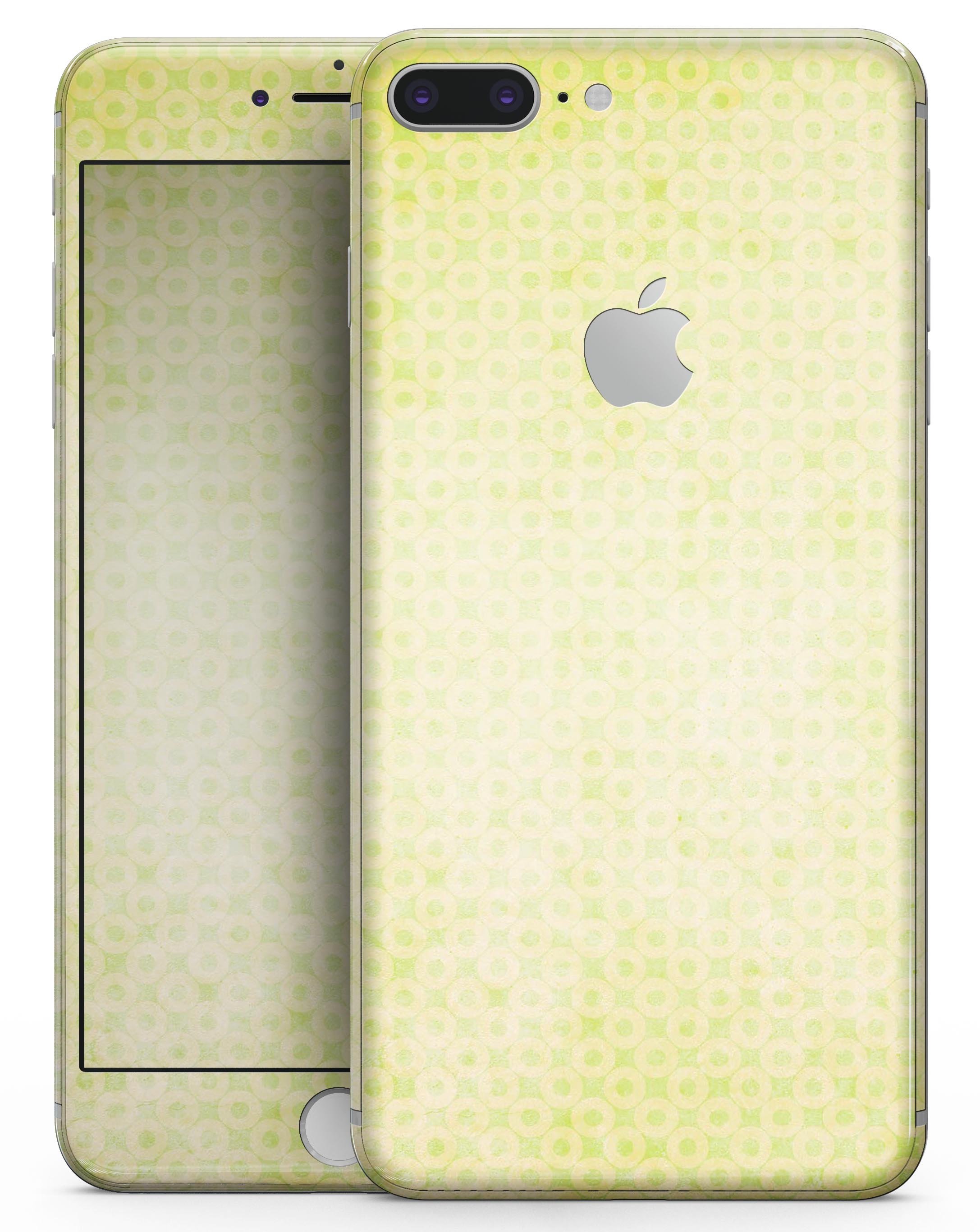 Faded Yellow Micro Grunge Dots skin for iPhone 8 and 8 Plus, showcasing a stylish design with a textured appearance.