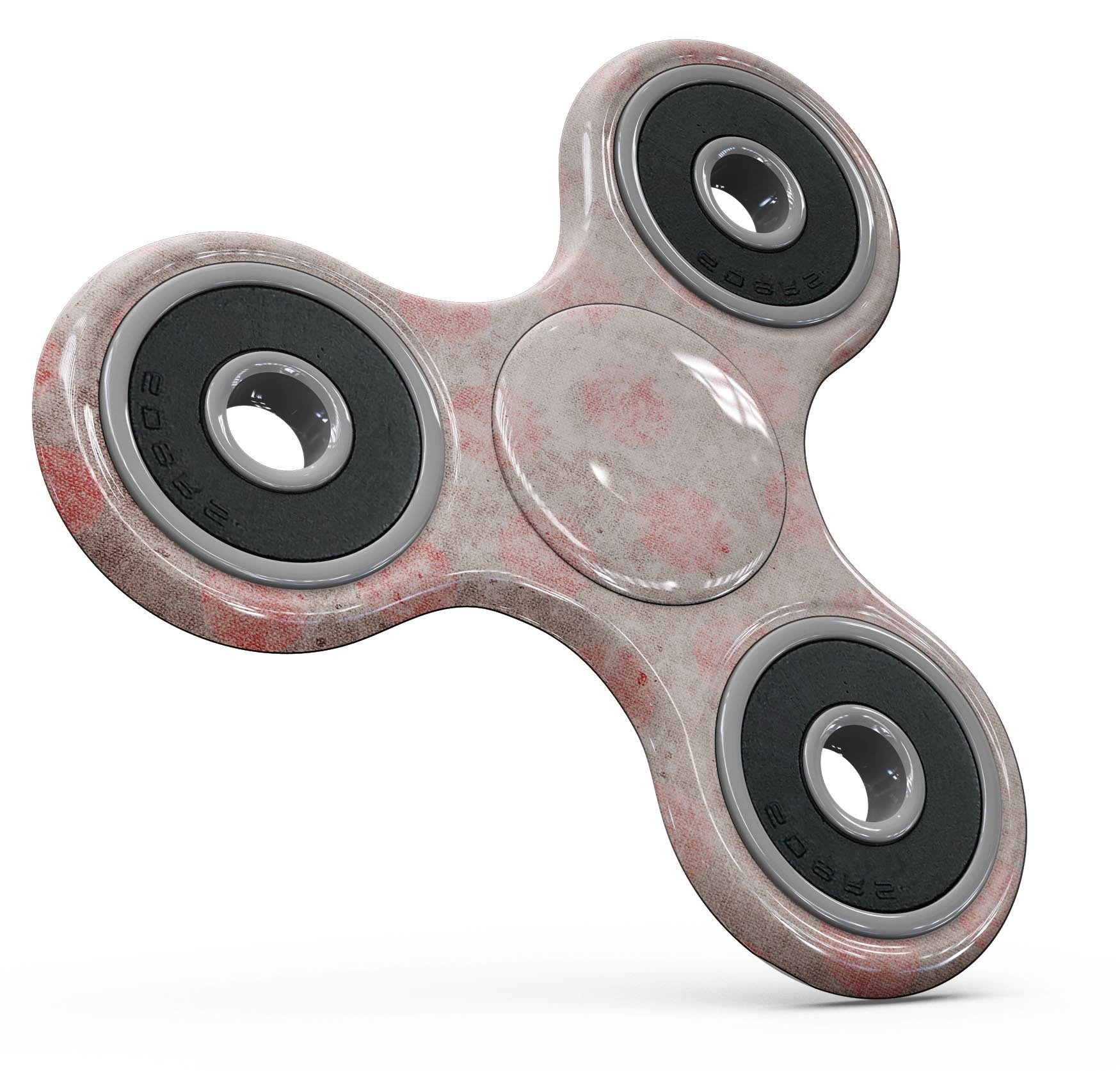 Fading brown and red polkadotted pattern skin for fidget spinner, showcasing vibrant colors and a stylish design.