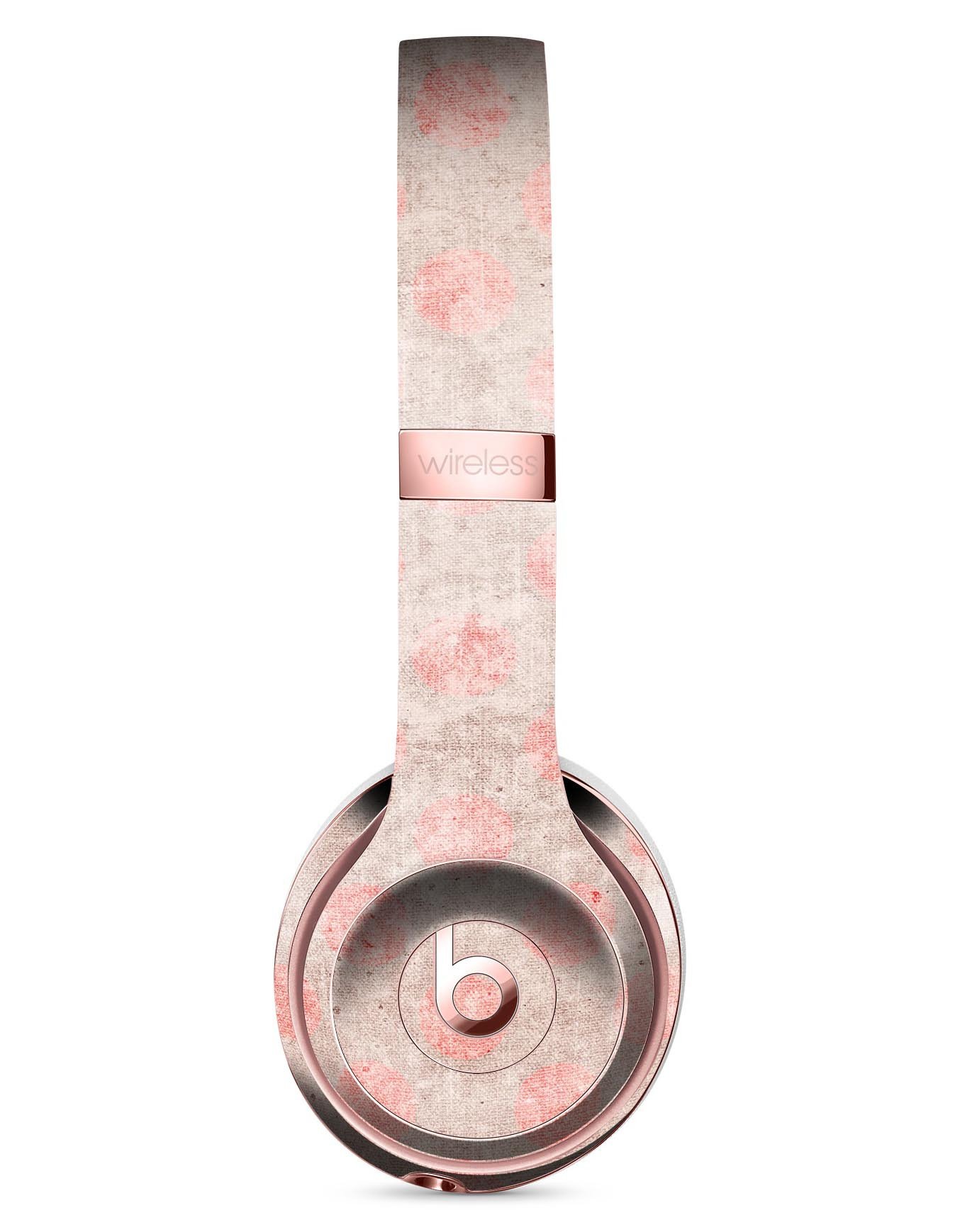 Fading Brown and Red Polkadotted Pattern Full-Body Skin Kit for Beats by Dre Solo 3 Wireless Headphones, showcasing vibrant colors and unique design.