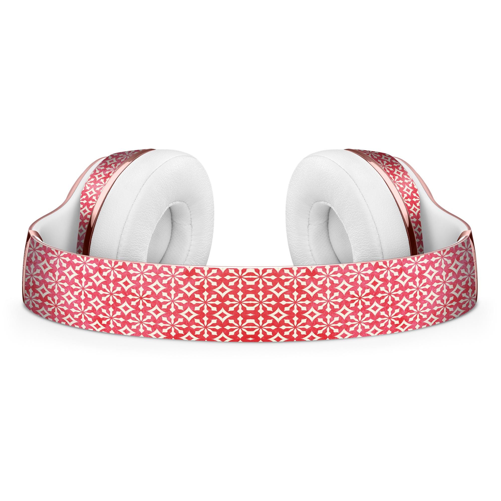 Fading Red and White Snowflake Pattern Skin Kit for Beats by Dre Solo 3 Wireless Headphones, showcasing a stylish design and premium vinyl material.