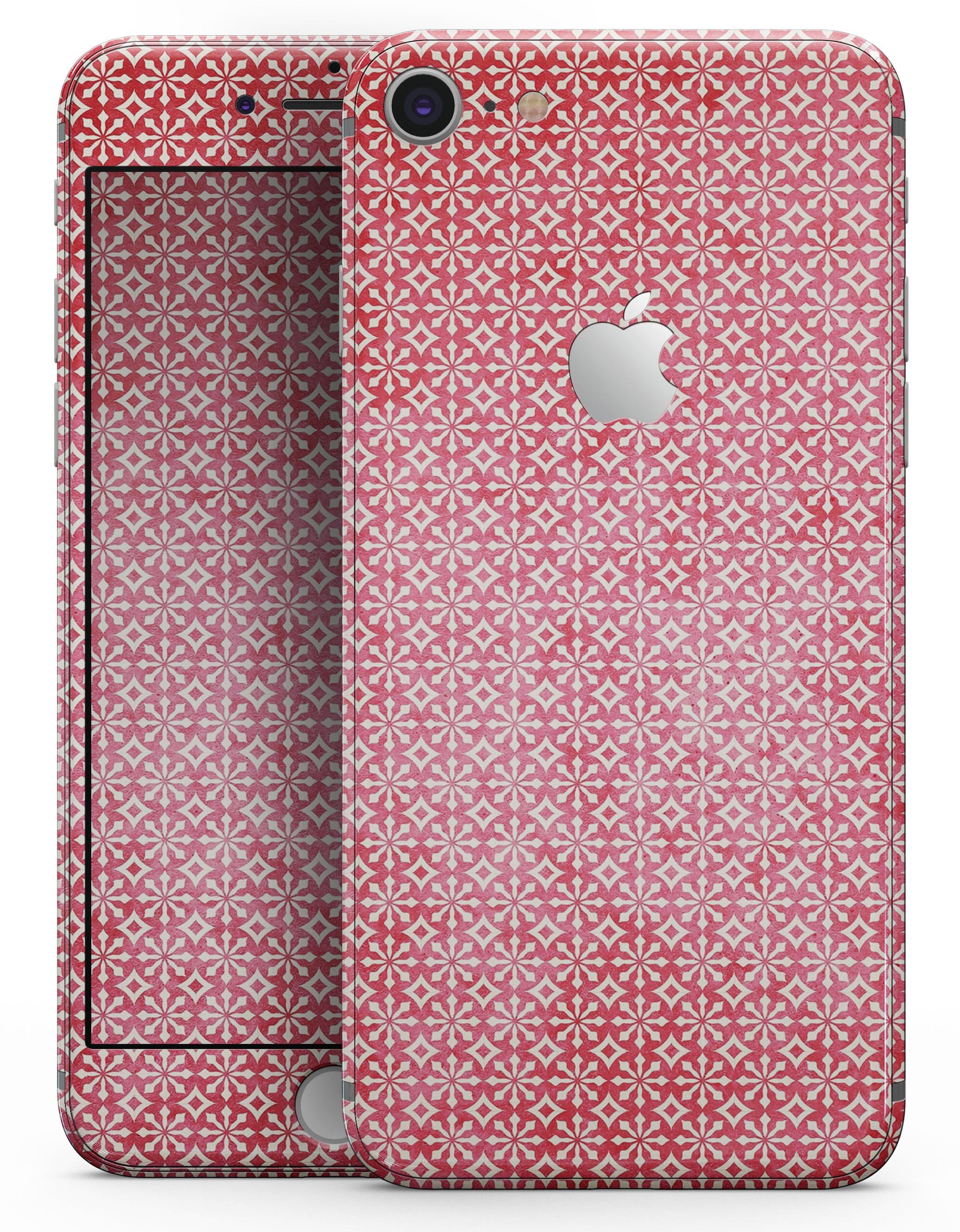 Fading Red and White Snowflake Pattern skin for iPhone 8 and 8 Plus, showcasing a stylish design that enhances device appearance.