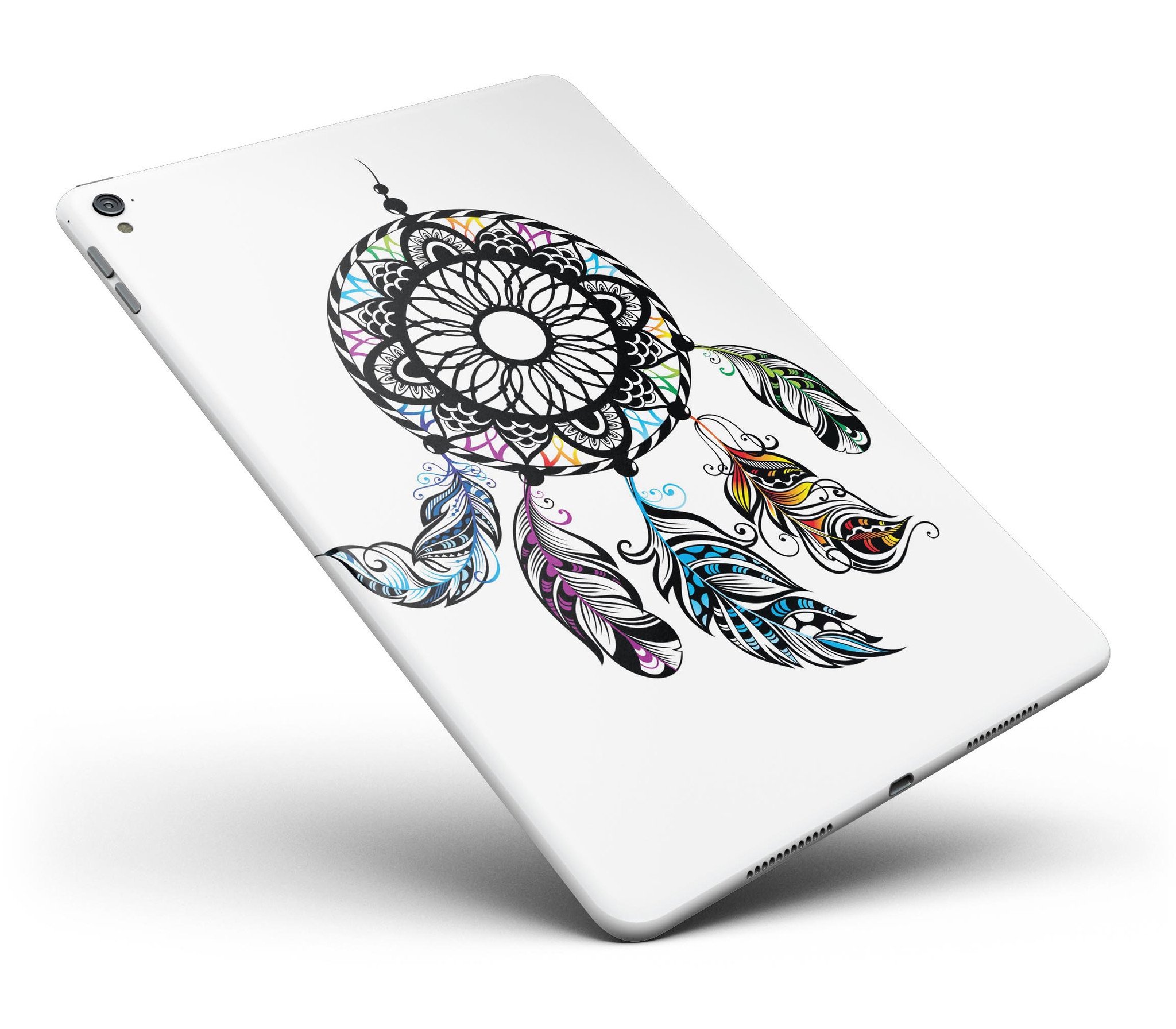 Fancy Dreamcatcher Full Body Skin for iPad Pro, showcasing vibrant colors and intricate design, fits both 9.7" and 12.9" models.