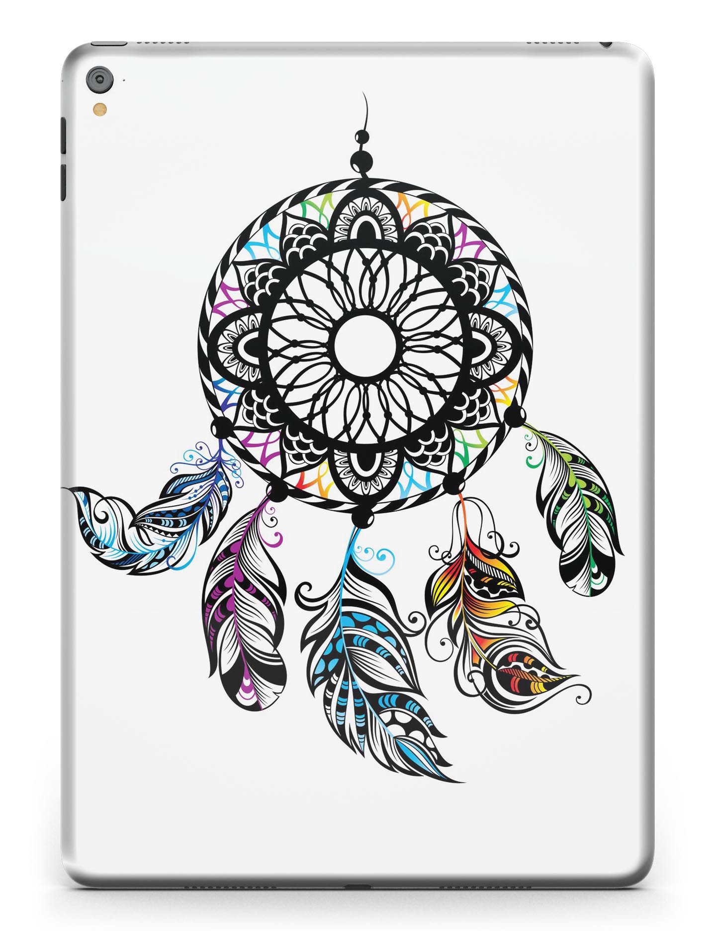 Fancy Dreamcatcher Full Body Skin for iPad Pro, showcasing vibrant colors and intricate design, fits both 9.7" and 12.9" models.