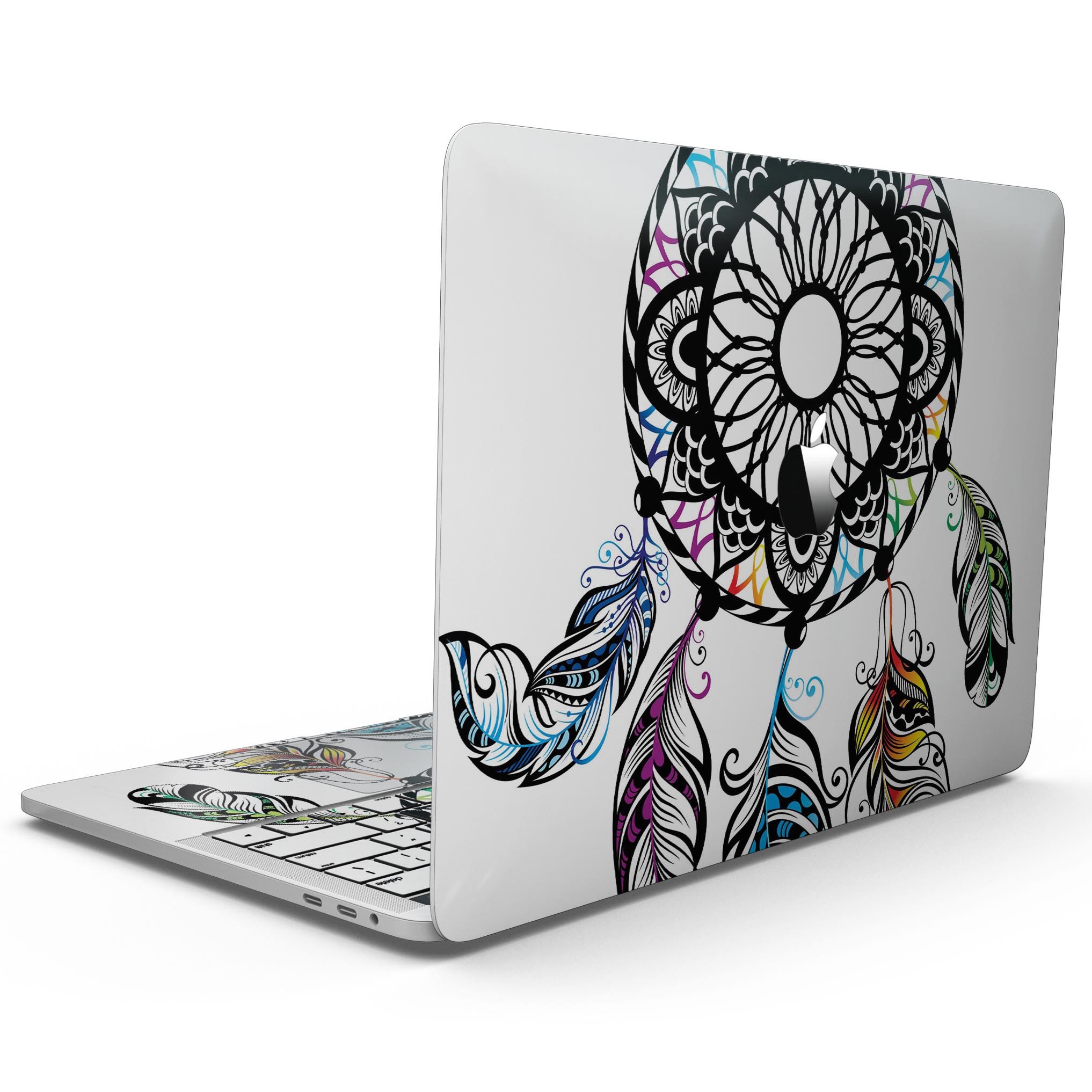 Fancy Dreamcatcher skin kit for MacBook Pro with Touch Bar, showcasing vibrant design and premium vinyl material.