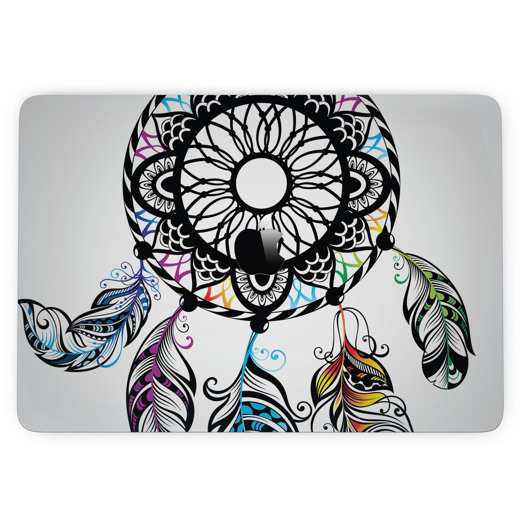 Fancy Dreamcatcher skin kit for MacBook Pro with Touch Bar, showcasing vibrant design and premium vinyl material.