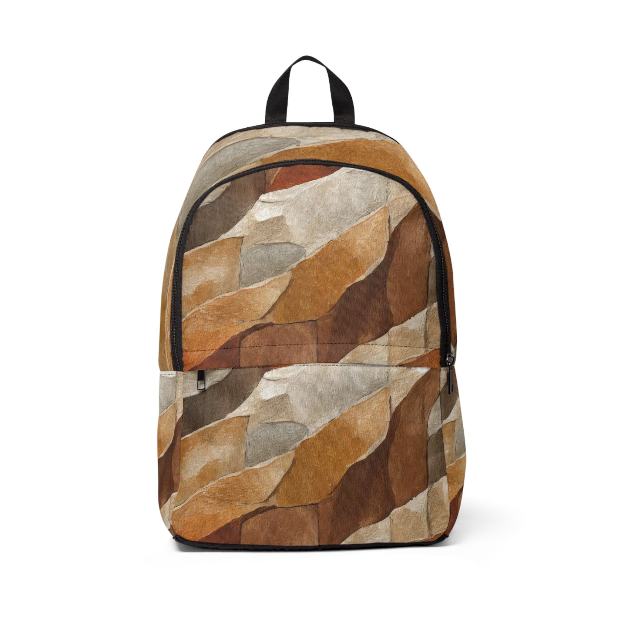 Fashion Backpack featuring a waterproof abstract stone print, designed for urban chic style and functionality.