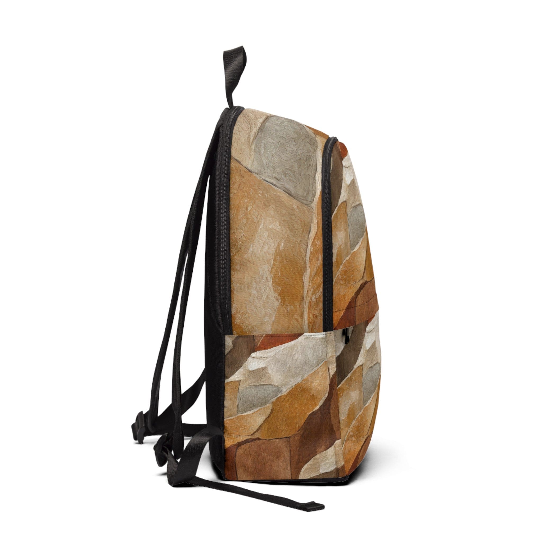 Fashion Backpack featuring a waterproof abstract stone print, designed for urban chic style and functionality.