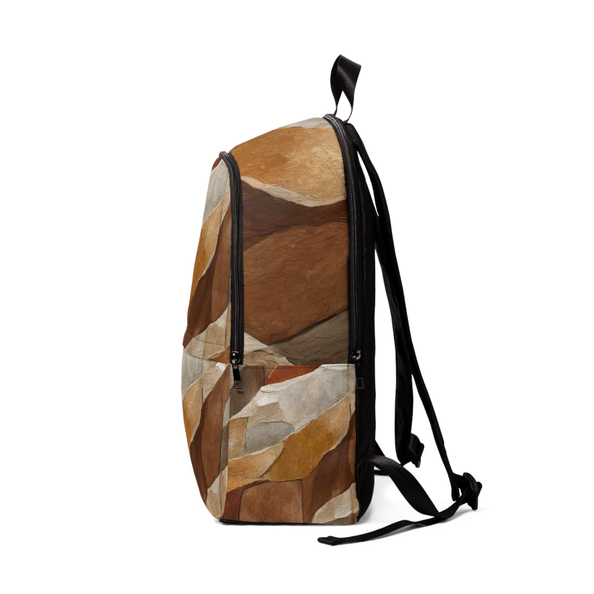 Fashion Backpack featuring a waterproof abstract stone print, designed for urban chic style and functionality.