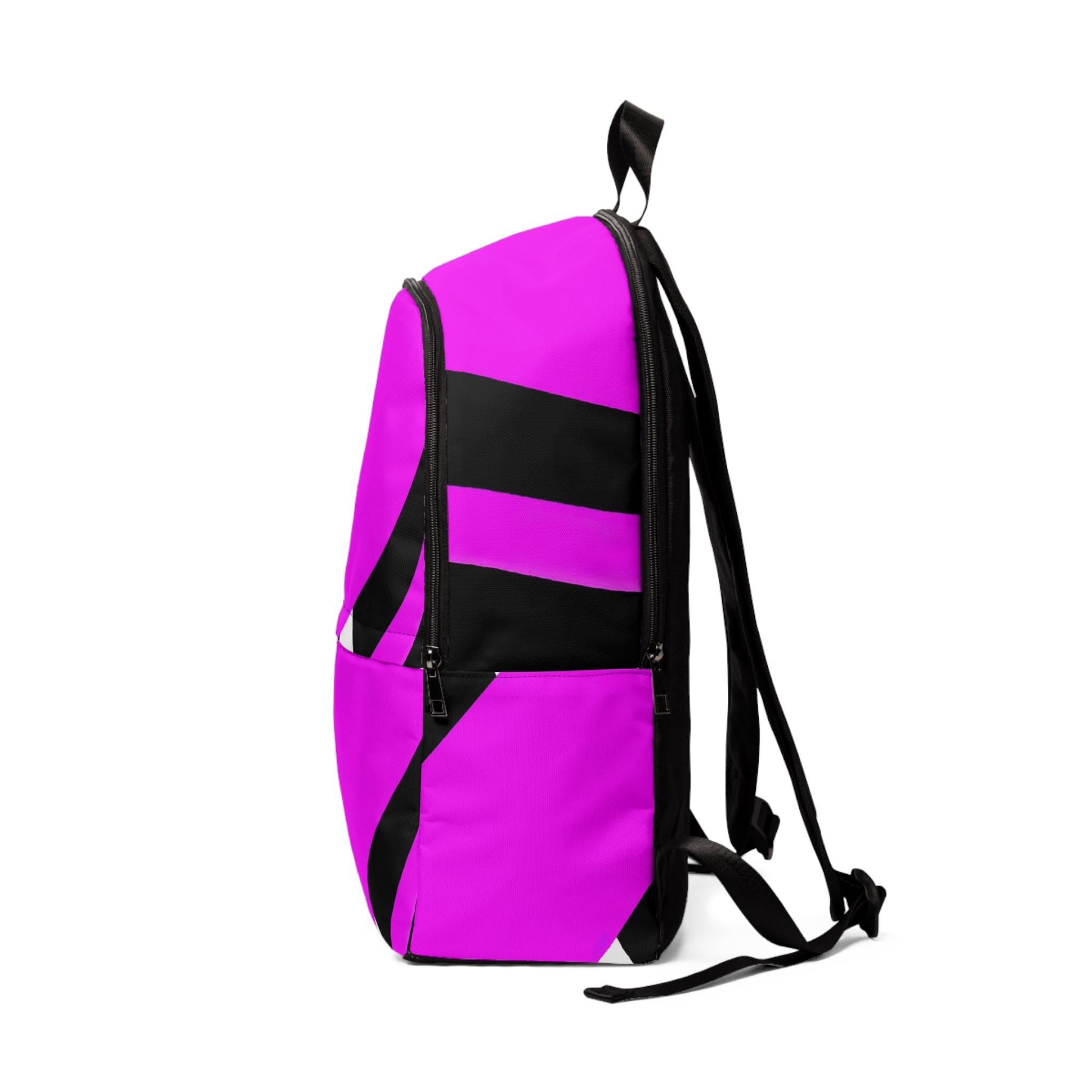 Fashion Backpack in black and pink pattern, showcasing its waterproof design and adjustable straps.