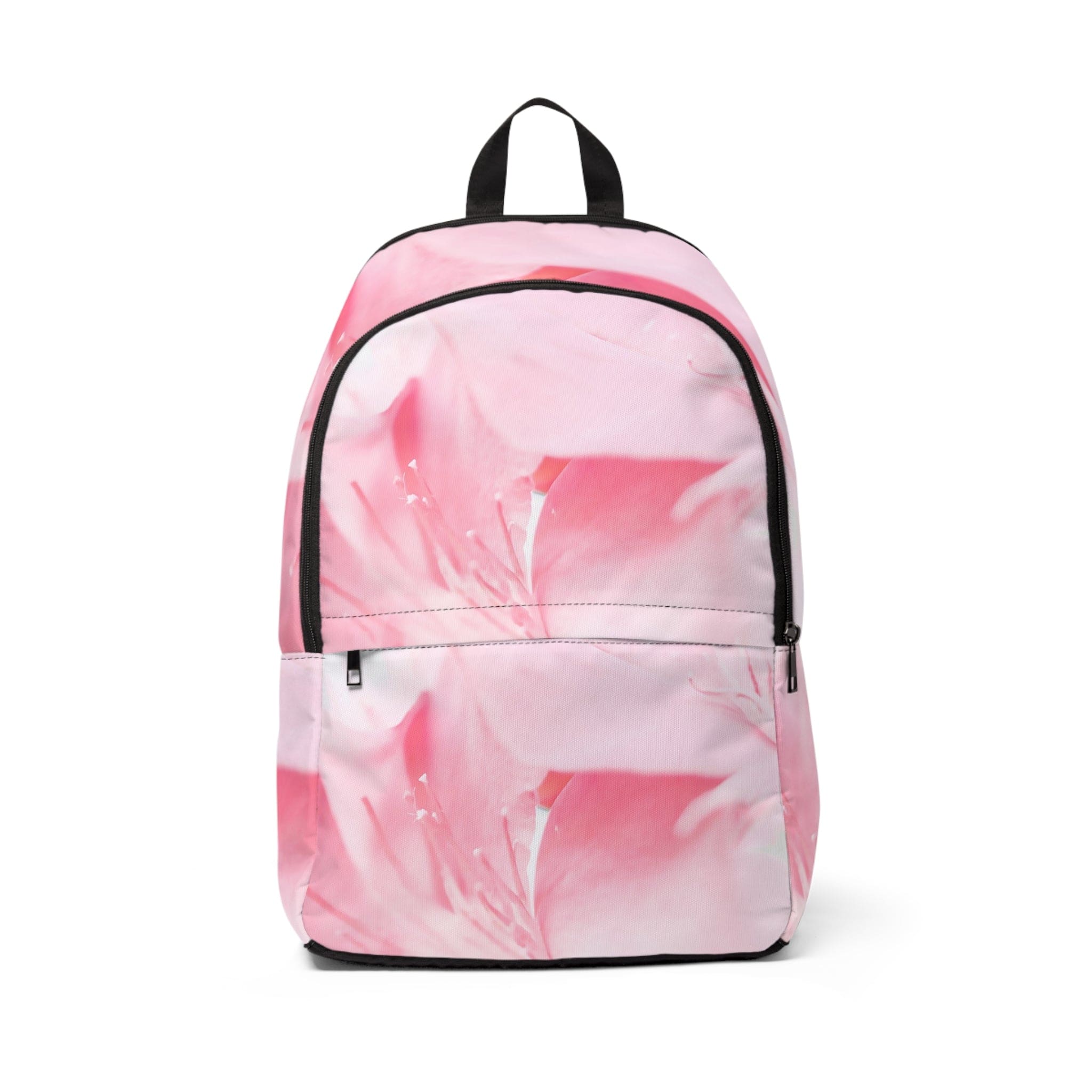 Fashion Backpack in pink flower design, waterproof and stylish, perfect for urban adventures.