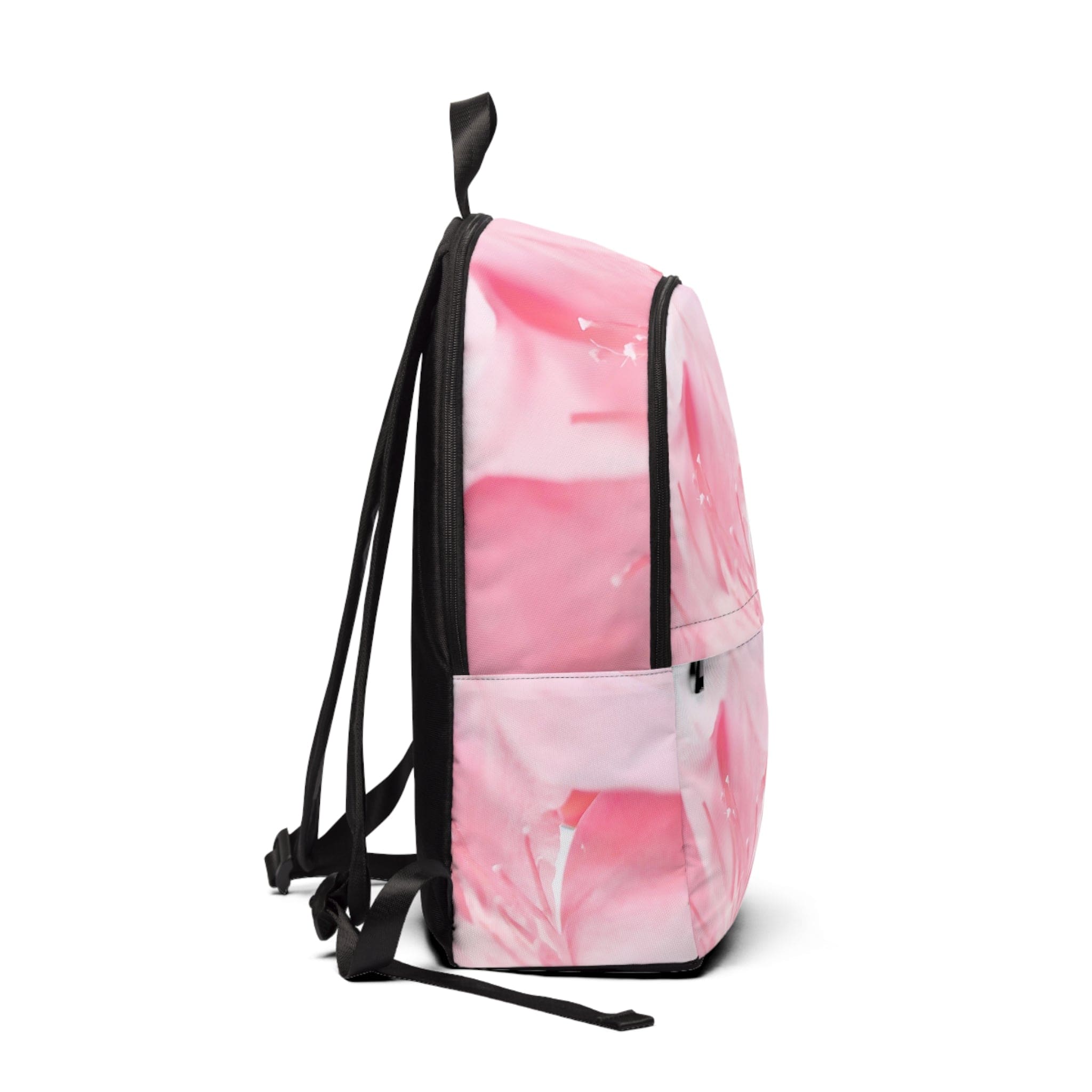 Fashion Backpack in pink flower design, waterproof and stylish, perfect for urban adventures.