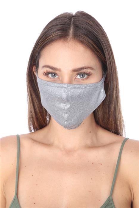 Fashion Mask 101 in metallic grey with double layer and contoured sides, showcasing clean folding edging.