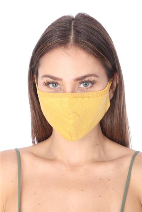 Fashion Mask 101 in mustard color, featuring double layer and contoured sides for a comfortable fit.