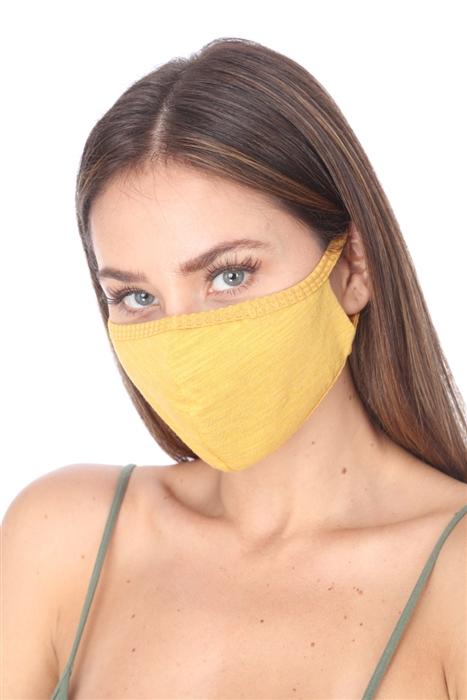 Fashion Mask 101 in mustard color, featuring double layer and contoured sides for a comfortable fit.