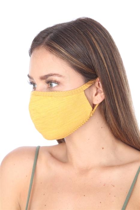 Fashion Mask 101 in mustard color, featuring double layer and contoured sides for a comfortable fit.