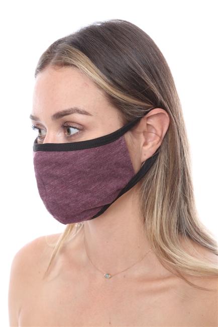 FASHION MASK SW560 in grape color, double-layered with contoured sides for a snug fit, packaged in zip lock bags.