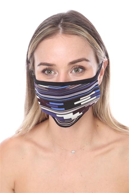 FASHION MASK SW568 featuring a stylish black-blue print, double-layer design with contoured sides.