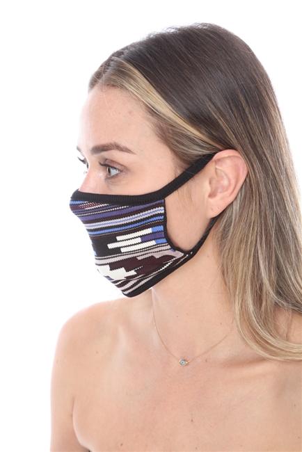 FASHION MASK SW568 featuring a stylish black-blue print, double-layer design with contoured sides.