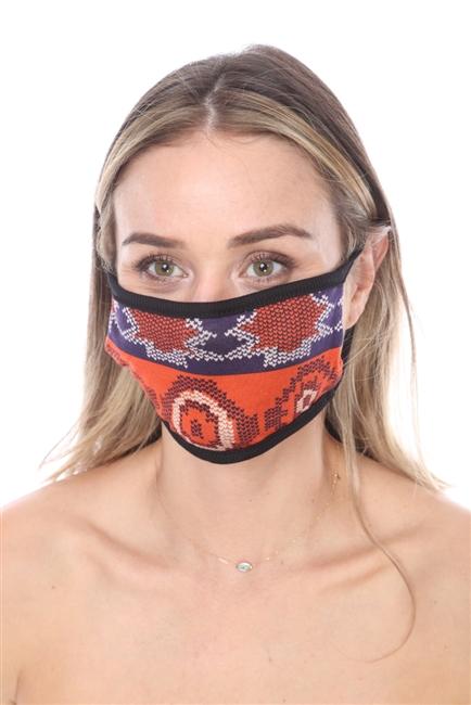 FASHION MASK SW573 in vibrant orange and purple print, showcasing double-layer design and contoured sides for a comfortable fit.