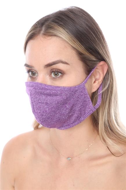 Light purple double layer face mask with contoured sides, packed in zip lock bags, made in the USA.