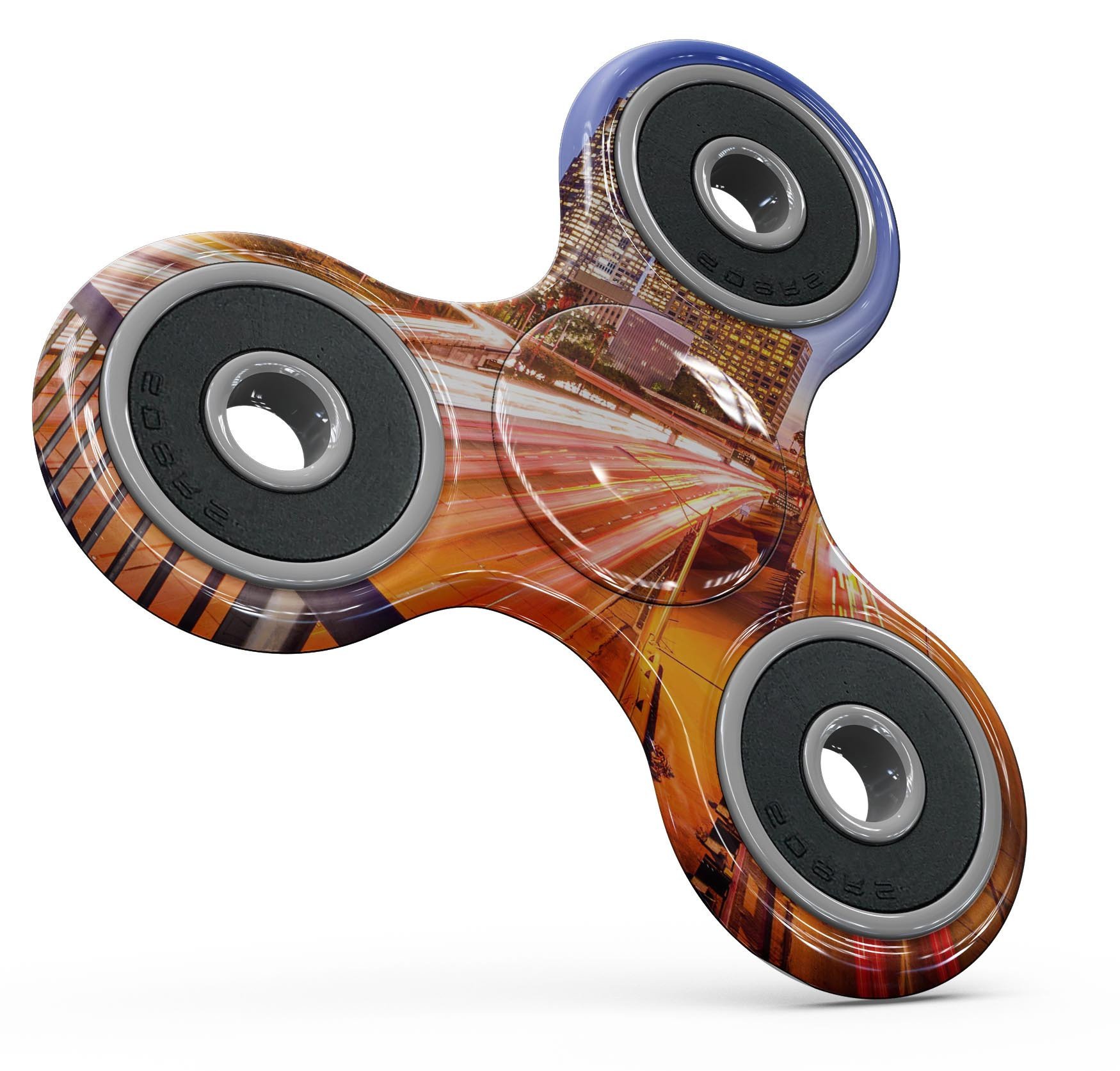 Fast City Life Full-Body Fidget Spinner Skin-Kit showcasing vibrant designs and textures, perfect for personalizing your fidget spinner.