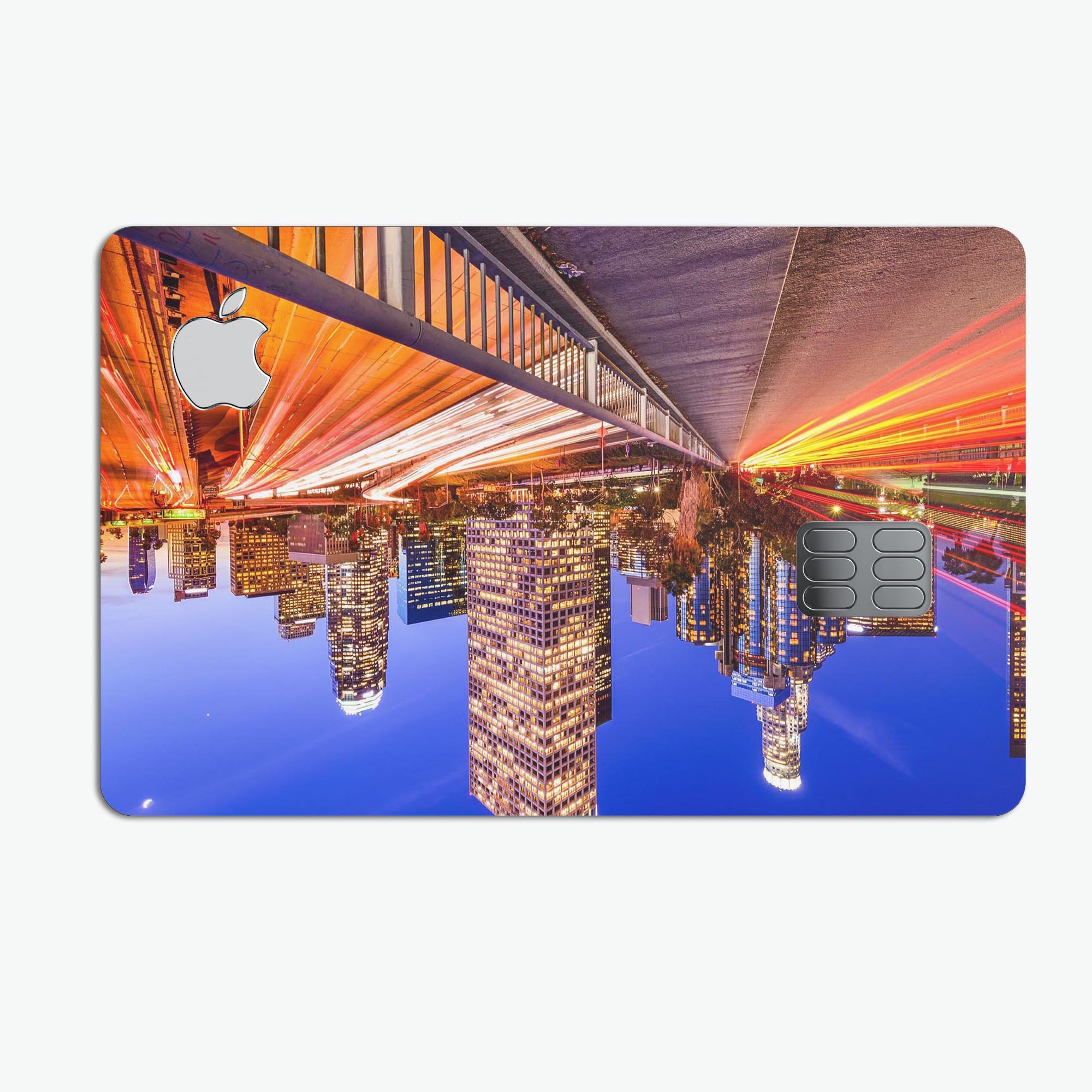 Fast City Life Premium Protective Decal Skin-Kit for Apple Card, showcasing its sleek design and protective features.