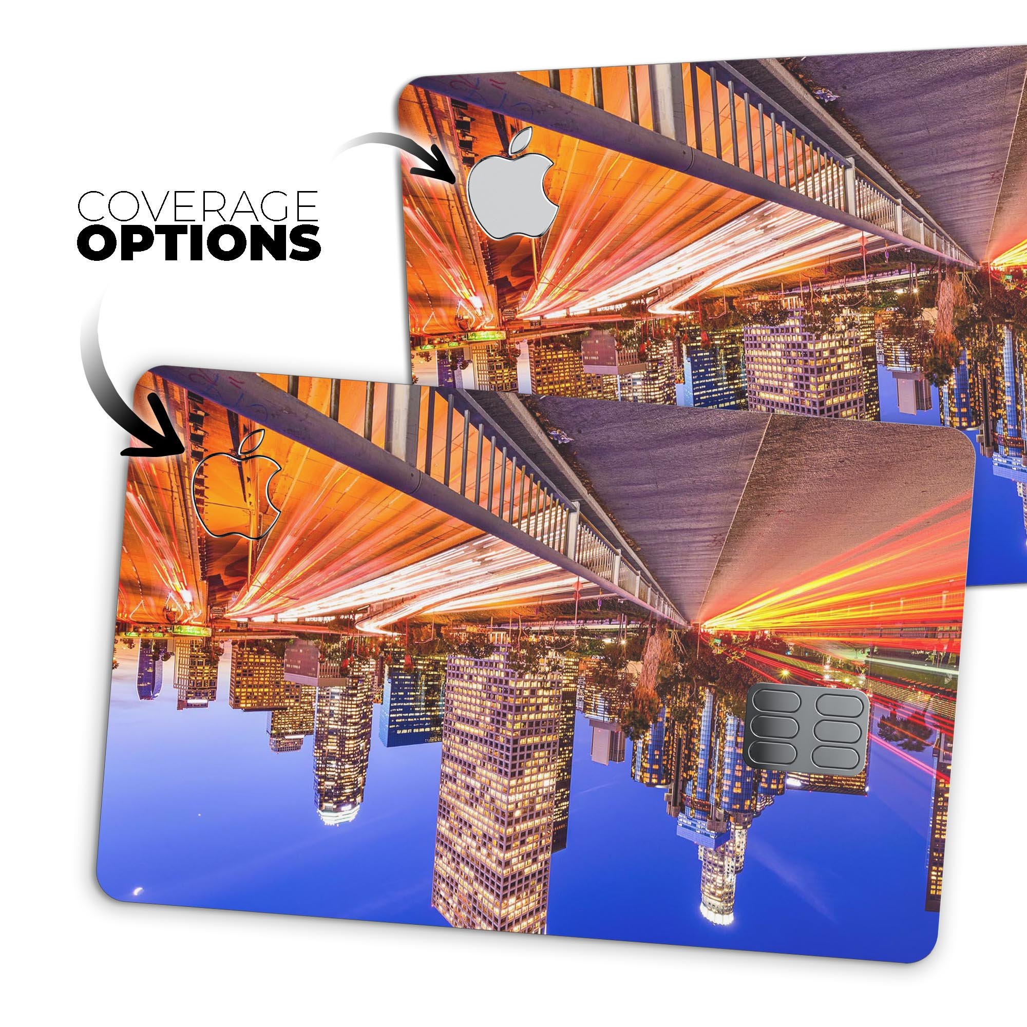 Fast City Life Premium Protective Decal Skin-Kit for Apple Card, showcasing its sleek design and protective features.