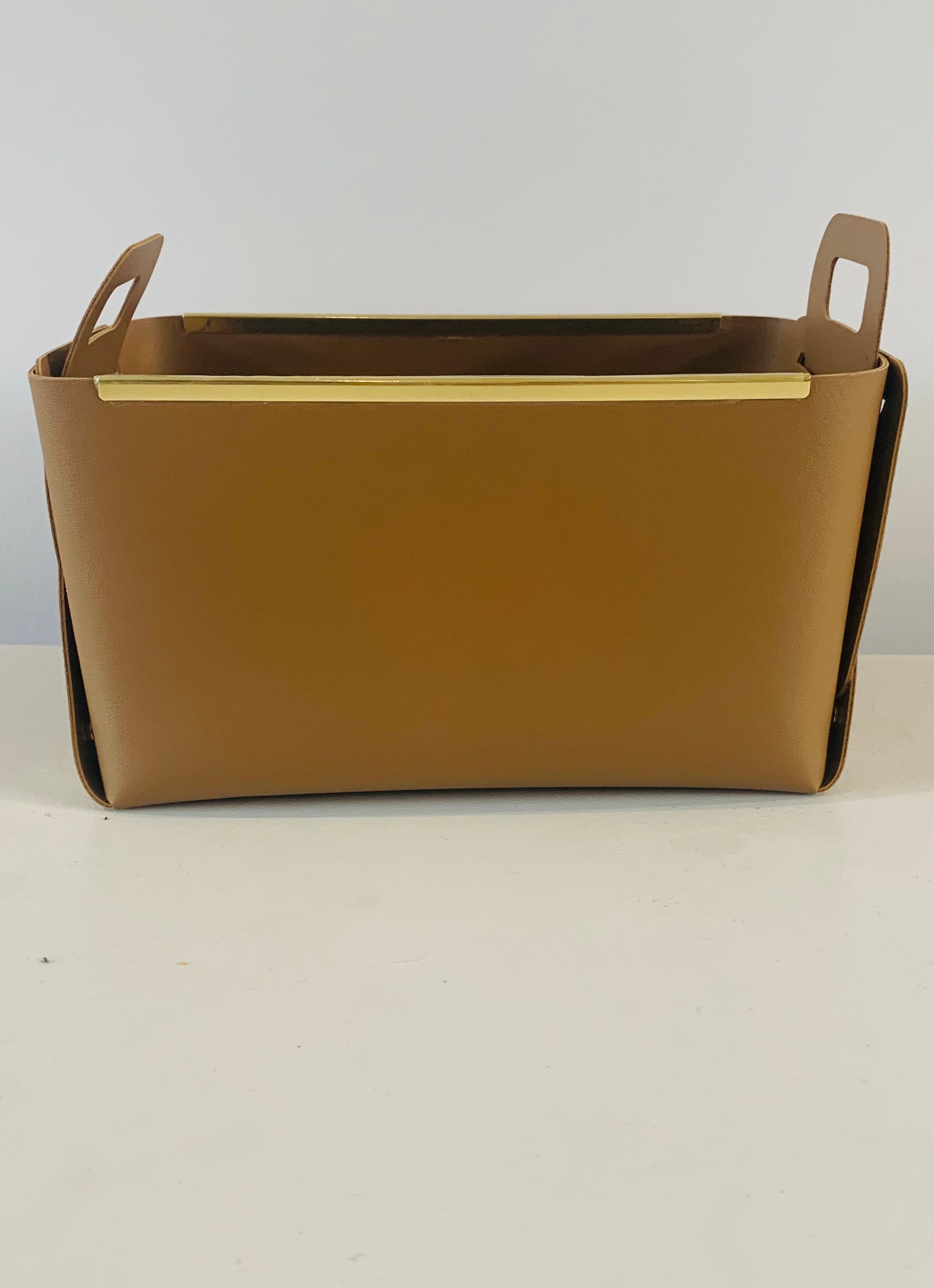 Faux Leather Portable Storage Box in a stylish design, perfect for organizing items while traveling.