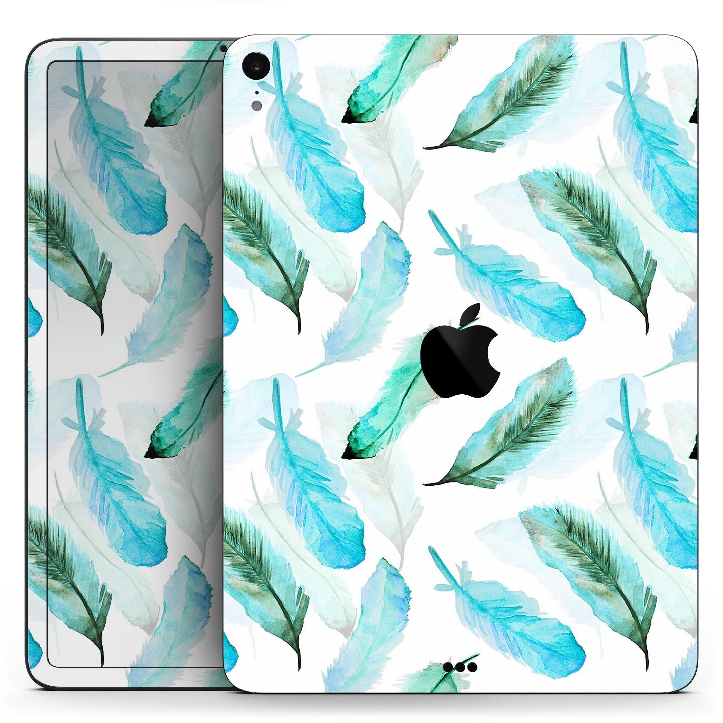 Feathery Watercolor skin decal for Apple iPad Pro, showcasing vibrant colors and a sleek design, providing full-body protection.