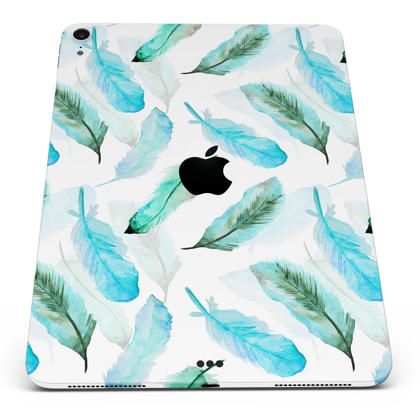 Feathery Watercolor skin decal for Apple iPad Pro, showcasing vibrant colors and a sleek design, providing full-body protection.