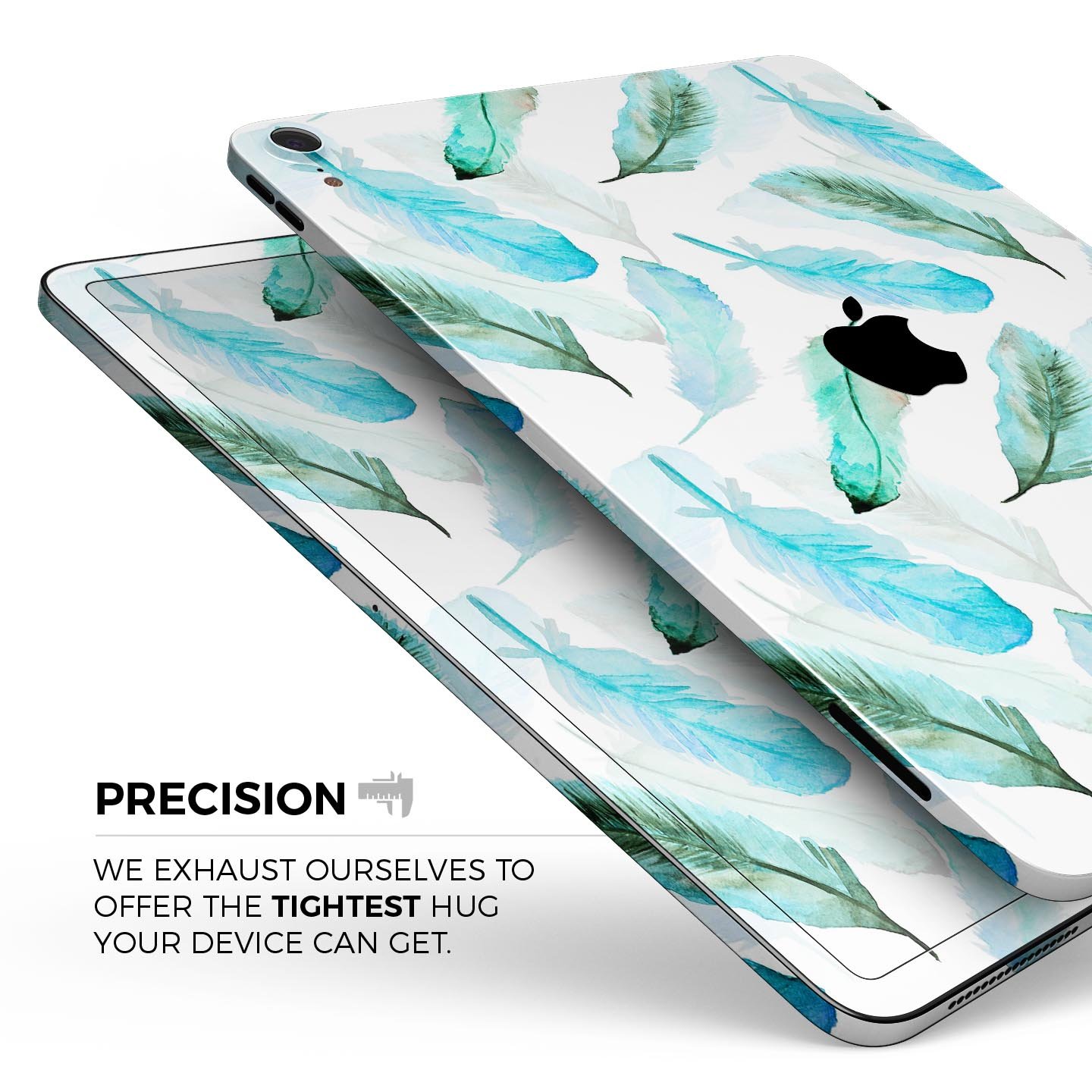 Feathery Watercolor skin decal for Apple iPad Pro, showcasing vibrant colors and a sleek design, providing full-body protection.