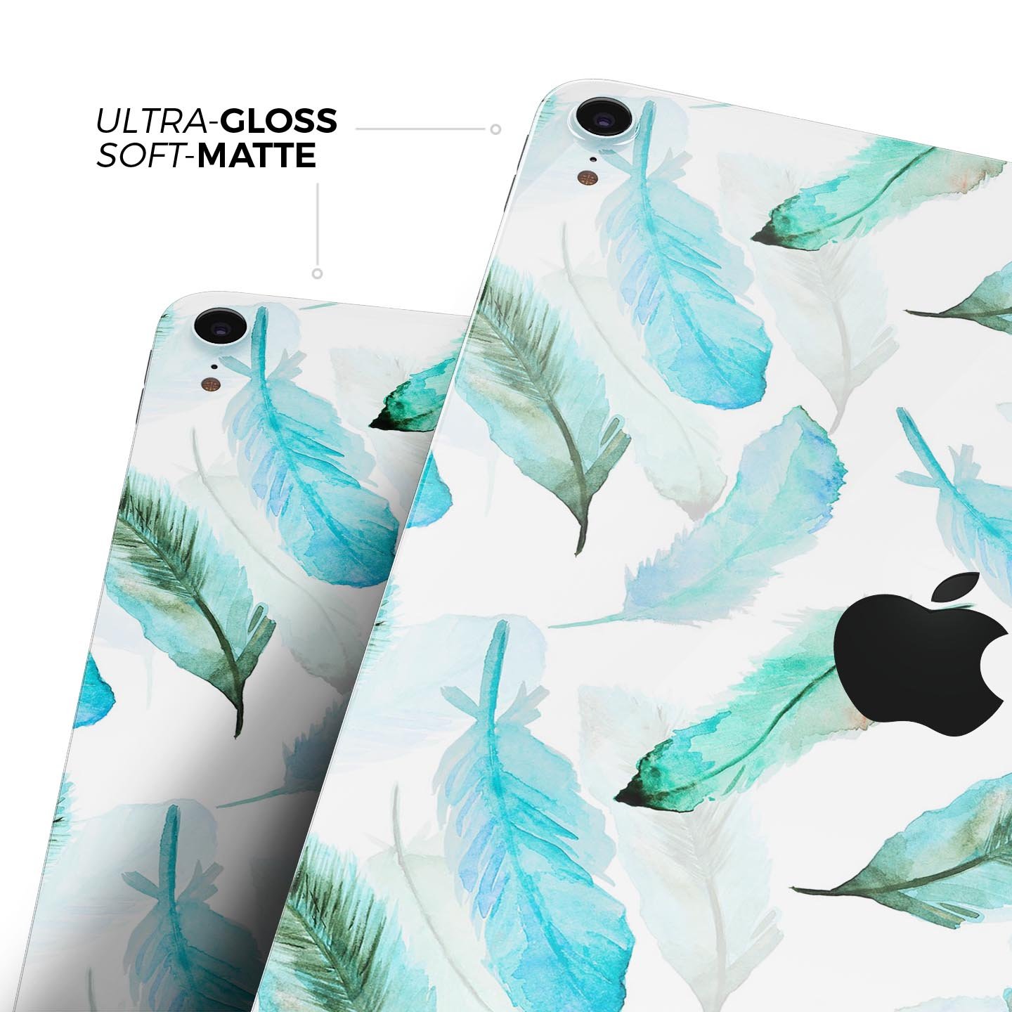 Feathery Watercolor skin decal for Apple iPad Pro, showcasing vibrant colors and a sleek design, providing full-body protection.