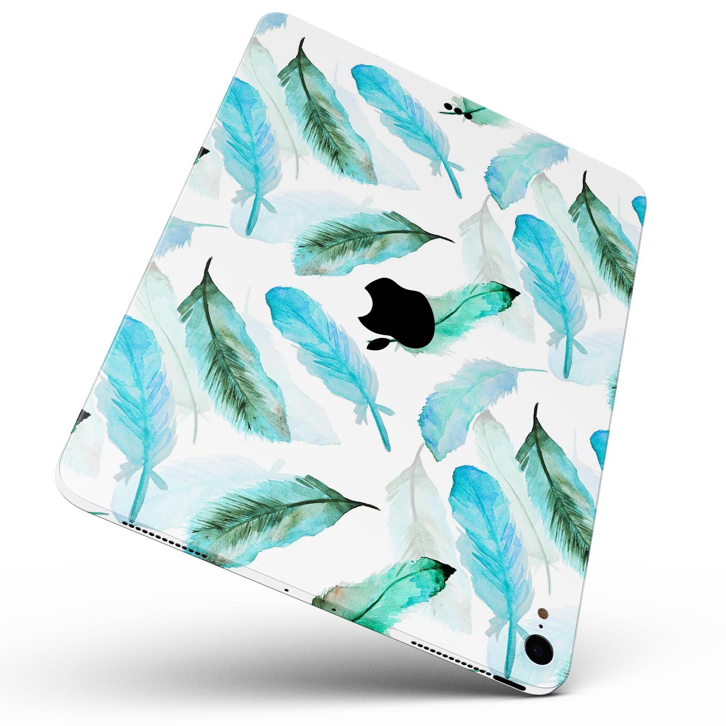 Feathery Watercolor skin decal for Apple iPad Pro, showcasing vibrant colors and a sleek design, providing full-body protection.