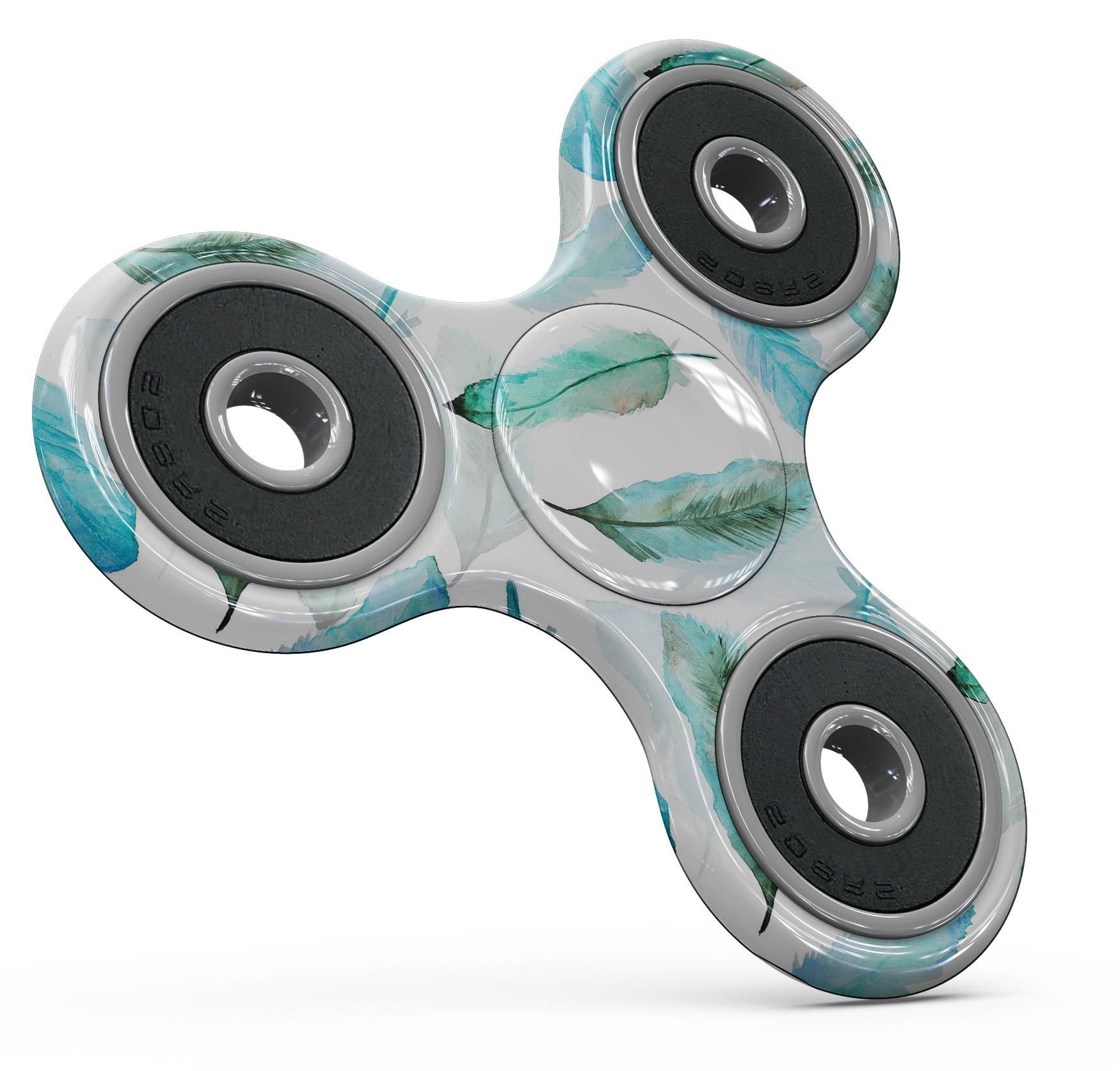 Feathery Watercolor Full-Body Skin-Kit for fidget spinner, showcasing vibrant colors and intricate patterns.