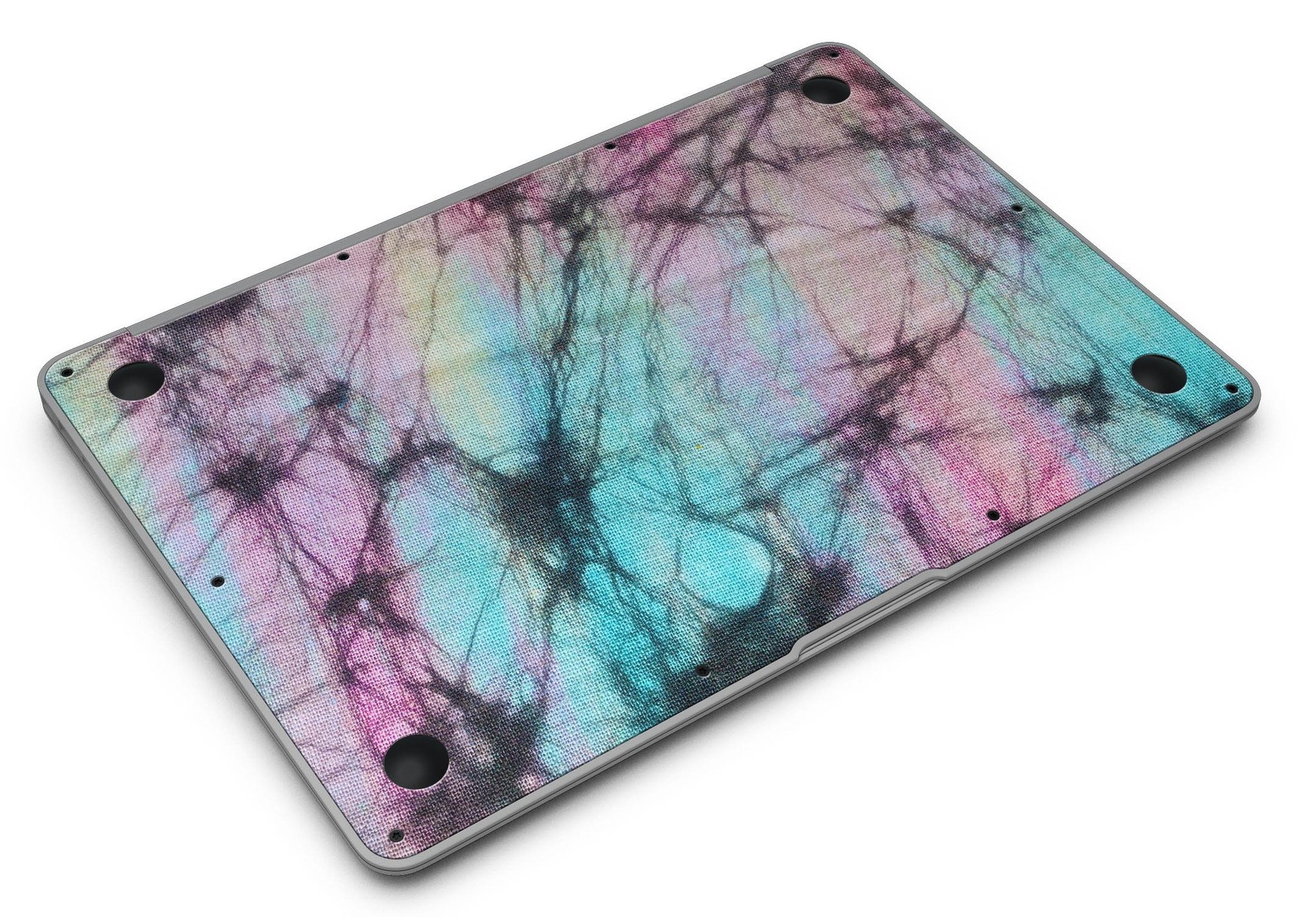 Fibrous Watercolor MacBook Air Skin Kit showcasing vibrant design and premium vinyl material.