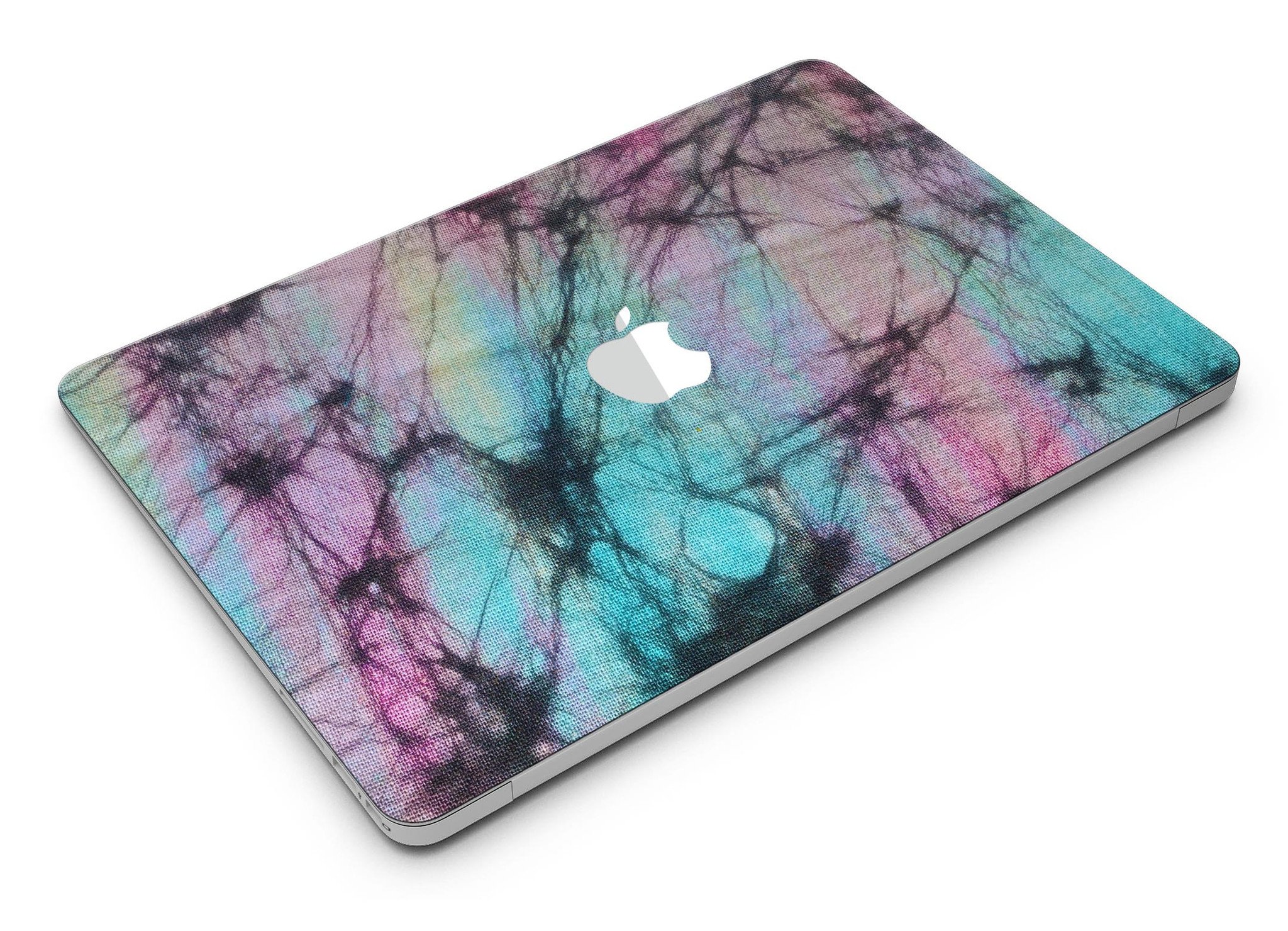 Fibrous Watercolor MacBook Air Skin Kit showcasing vibrant design and premium vinyl material.