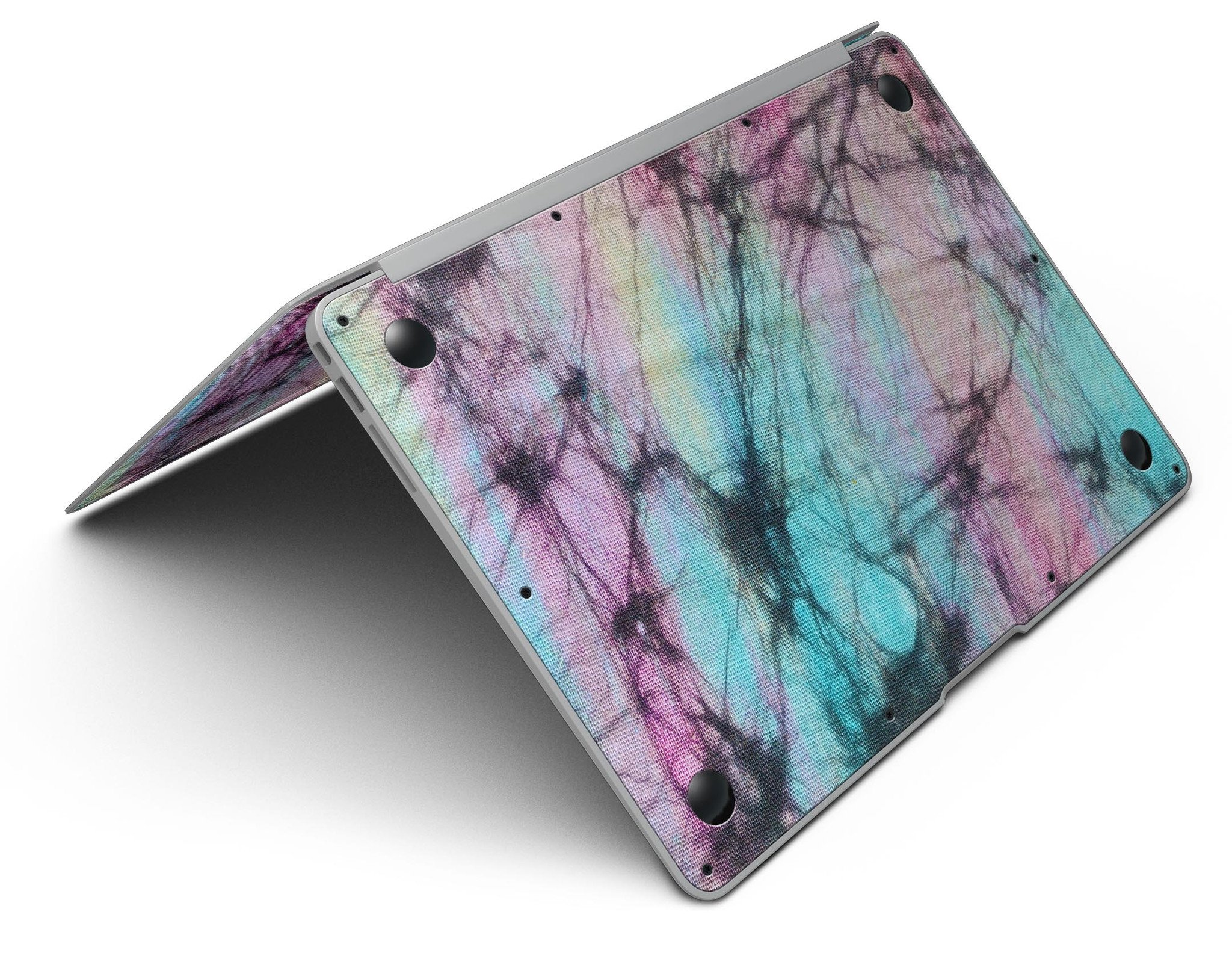 Fibrous Watercolor MacBook Air Skin Kit showcasing vibrant design and premium vinyl material.