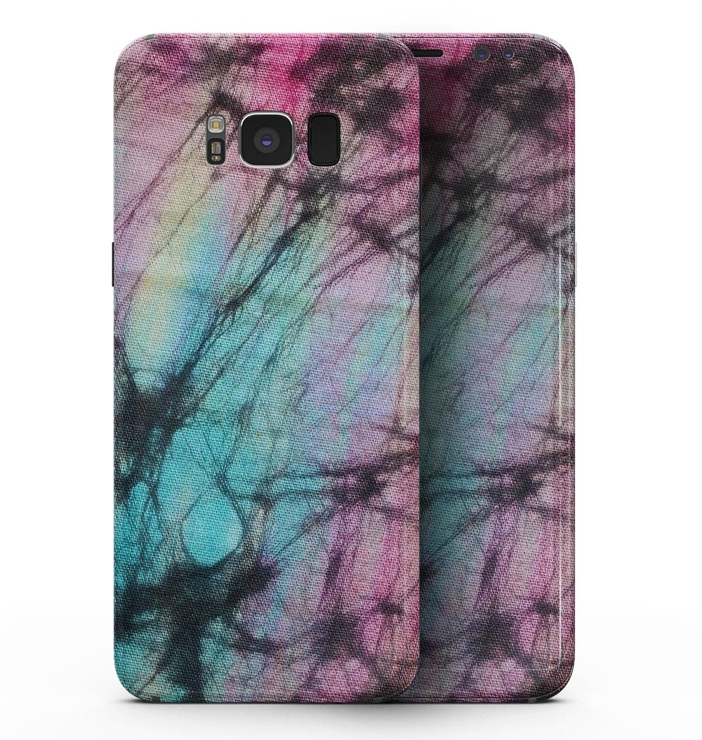 Fibrous Watercolor Full-Body Skin Kit for Samsung Galaxy S8, showcasing vibrant colors and a sleek design.