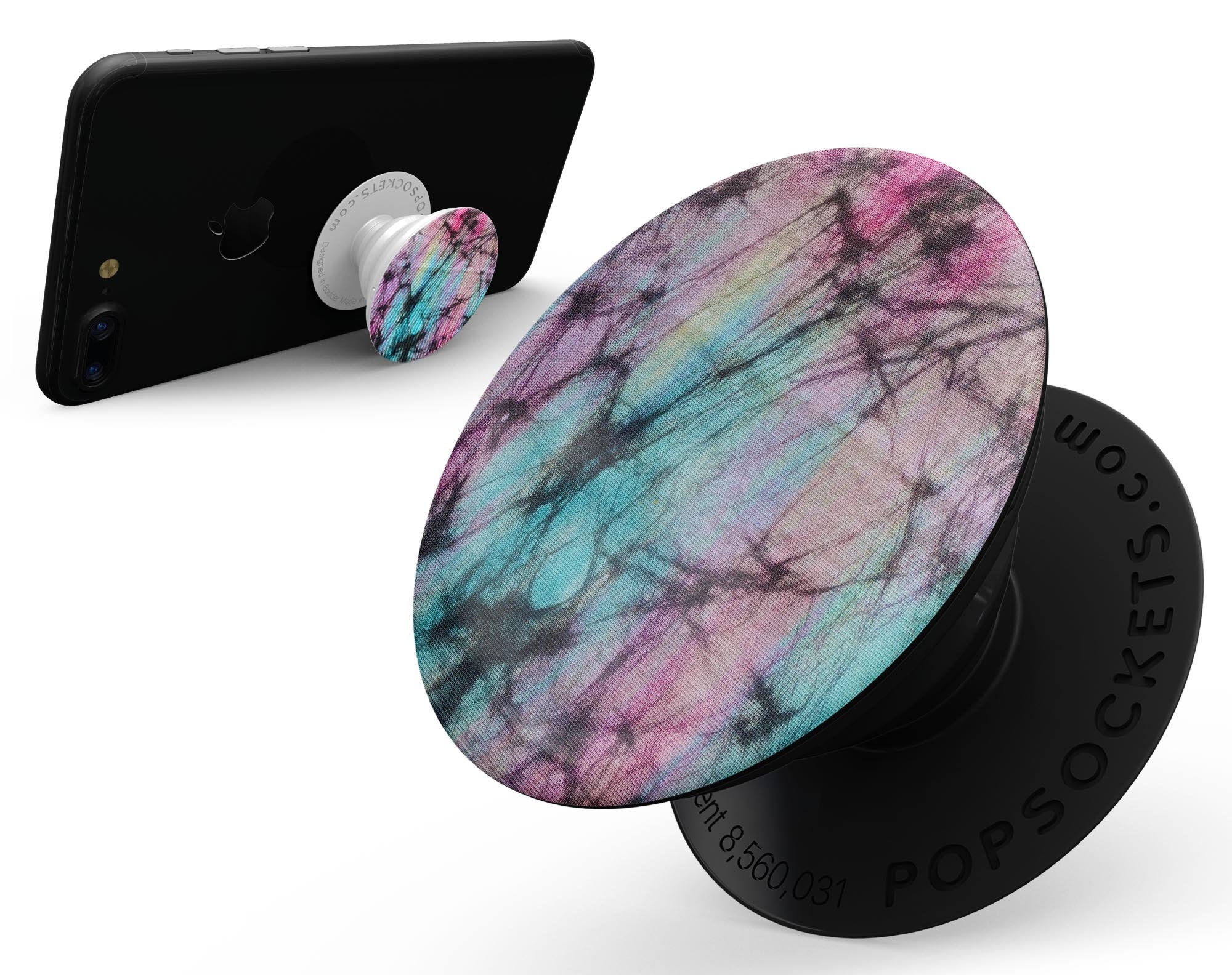 Fibrous Watercolor Skin Kit for PopSockets, showcasing vibrant colors and a premium vinyl finish.