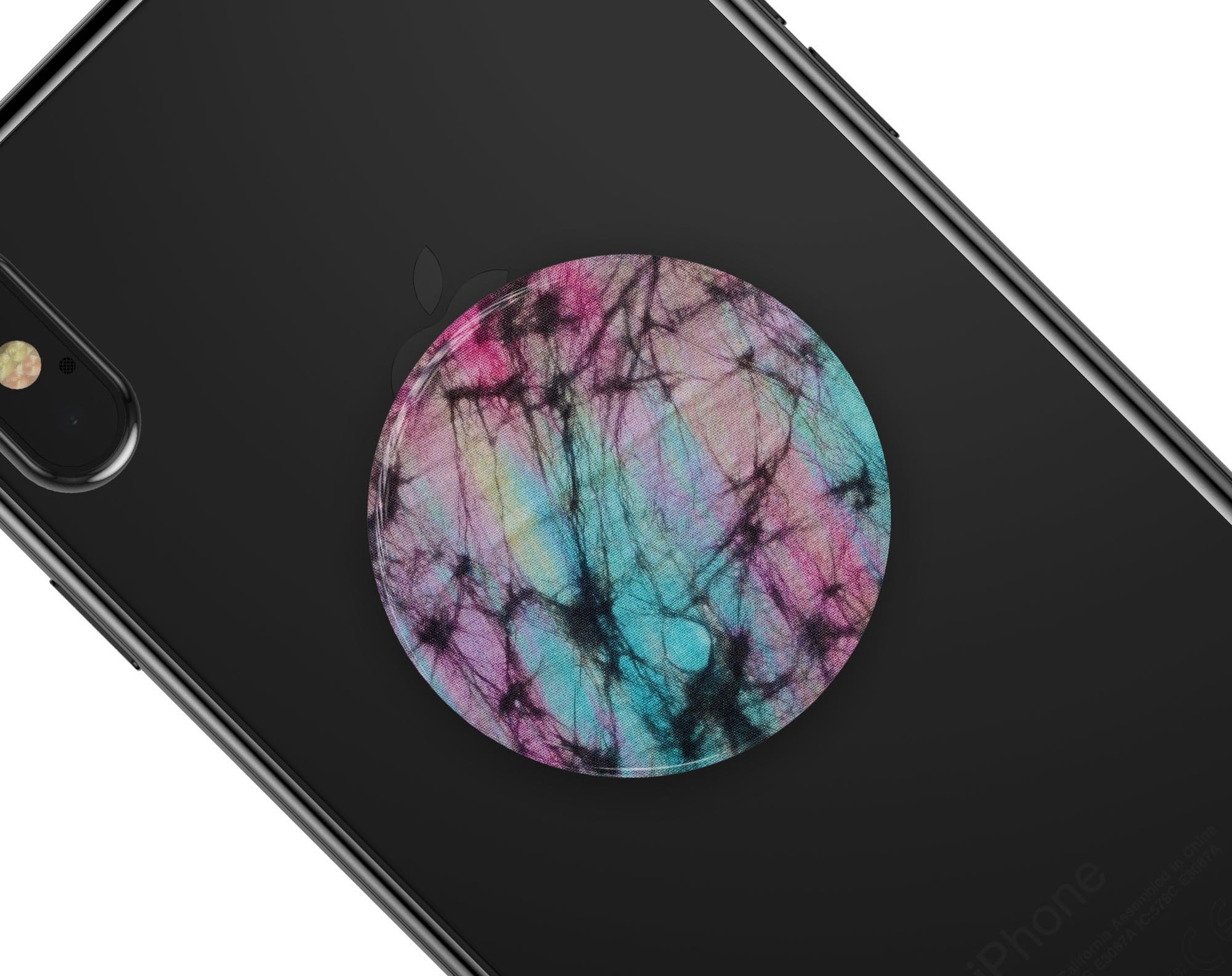 Fibrous Watercolor Skin Kit for PopSockets, showcasing vibrant colors and a premium vinyl finish.