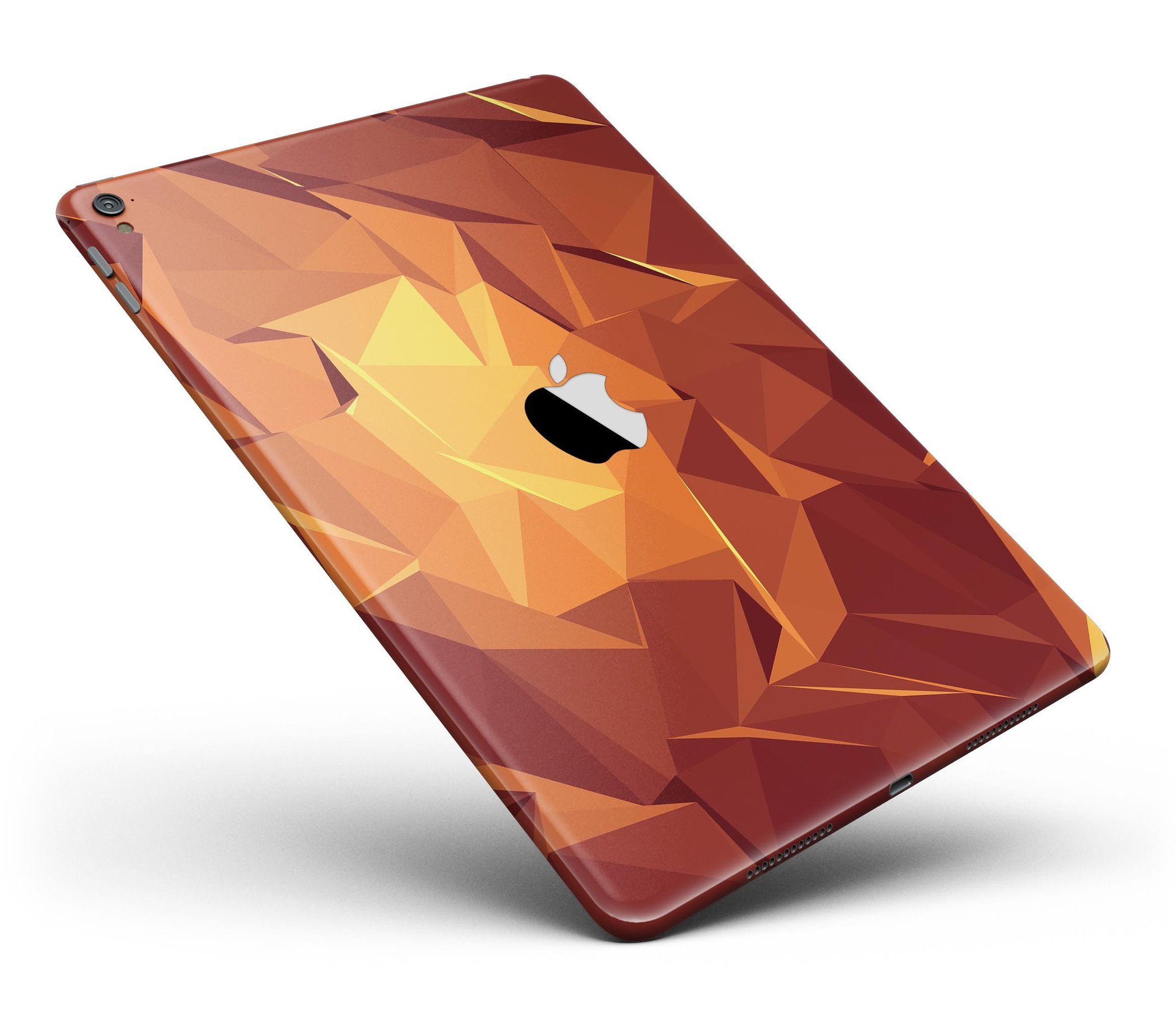 Fiery Abstract Geometric Shapes Full Body Skin for iPad Pro, showcasing vibrant colors and geometric patterns.