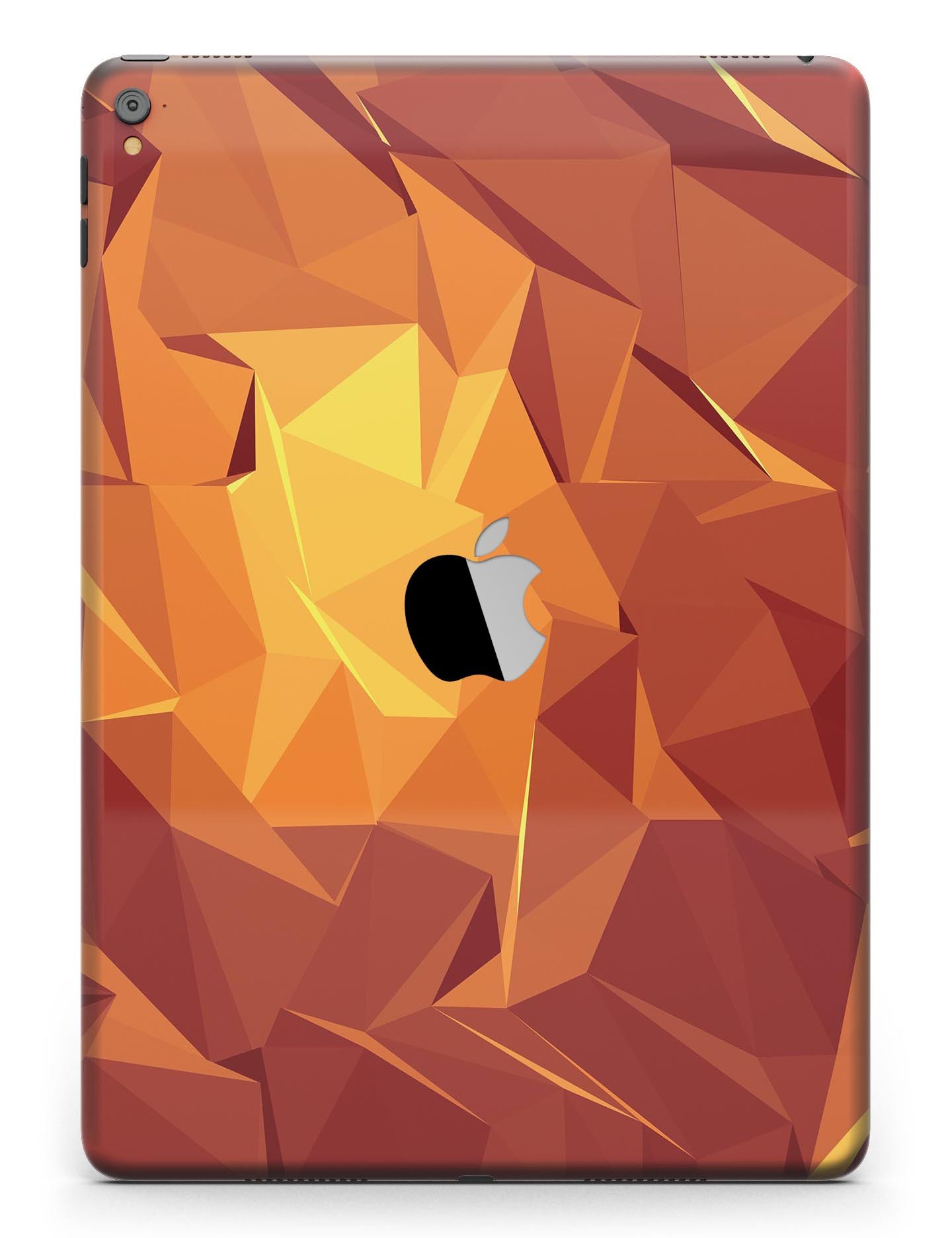 Fiery Abstract Geometric Shapes Full Body Skin for iPad Pro, showcasing vibrant colors and geometric patterns.