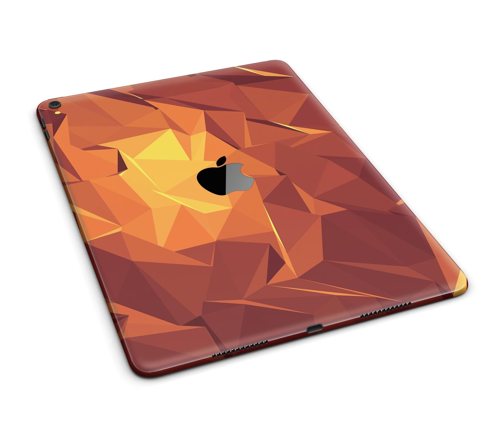 Fiery Abstract Geometric Shapes Full Body Skin for iPad Pro, showcasing vibrant colors and geometric patterns.