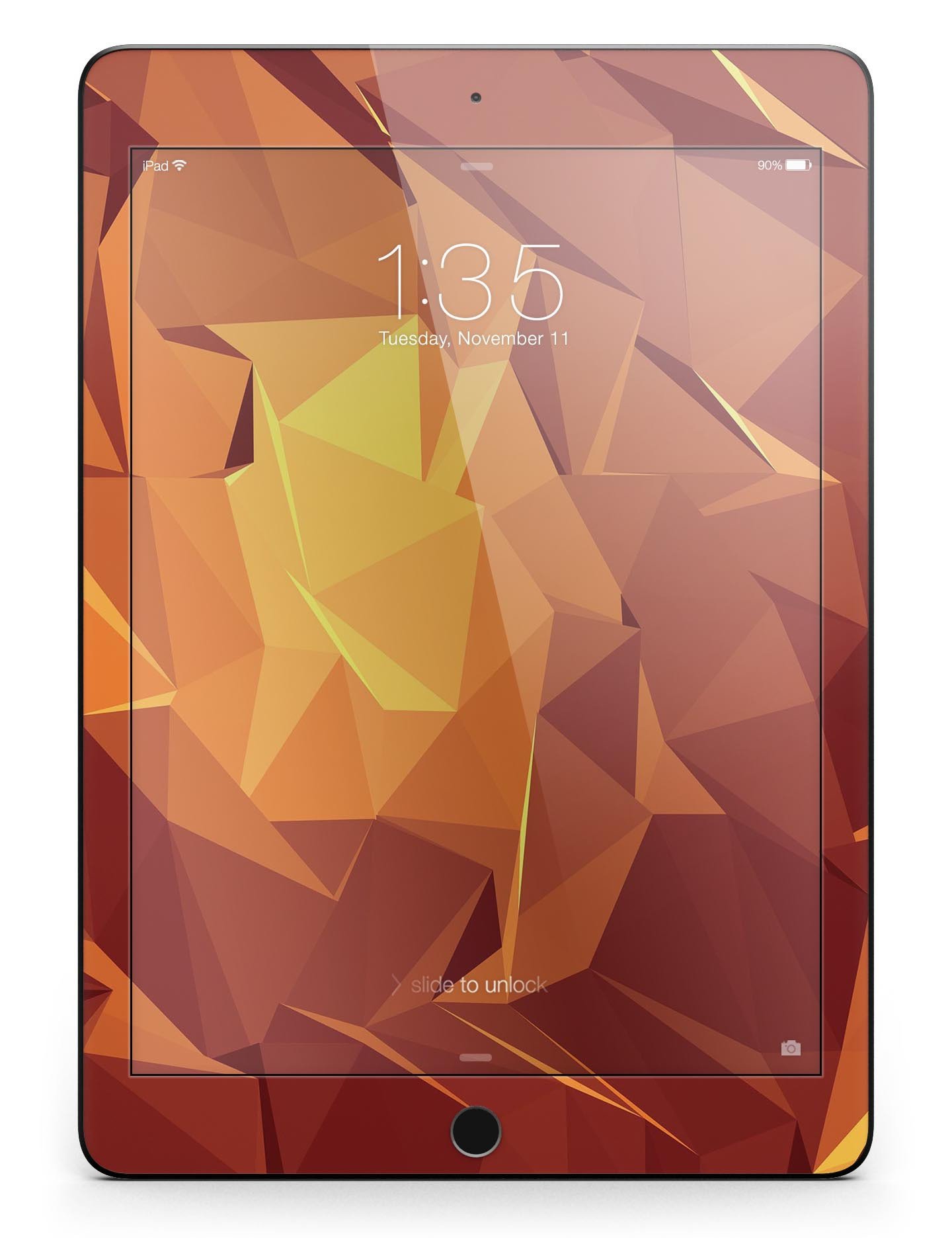 Fiery Abstract Geometric Shapes Full Body Skin for iPad Pro, showcasing vibrant colors and geometric patterns.