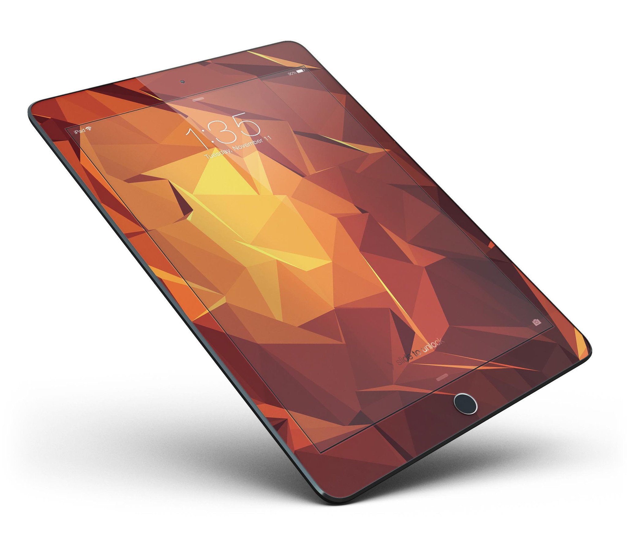 Fiery Abstract Geometric Shapes Full Body Skin for iPad Pro, showcasing vibrant colors and geometric patterns.