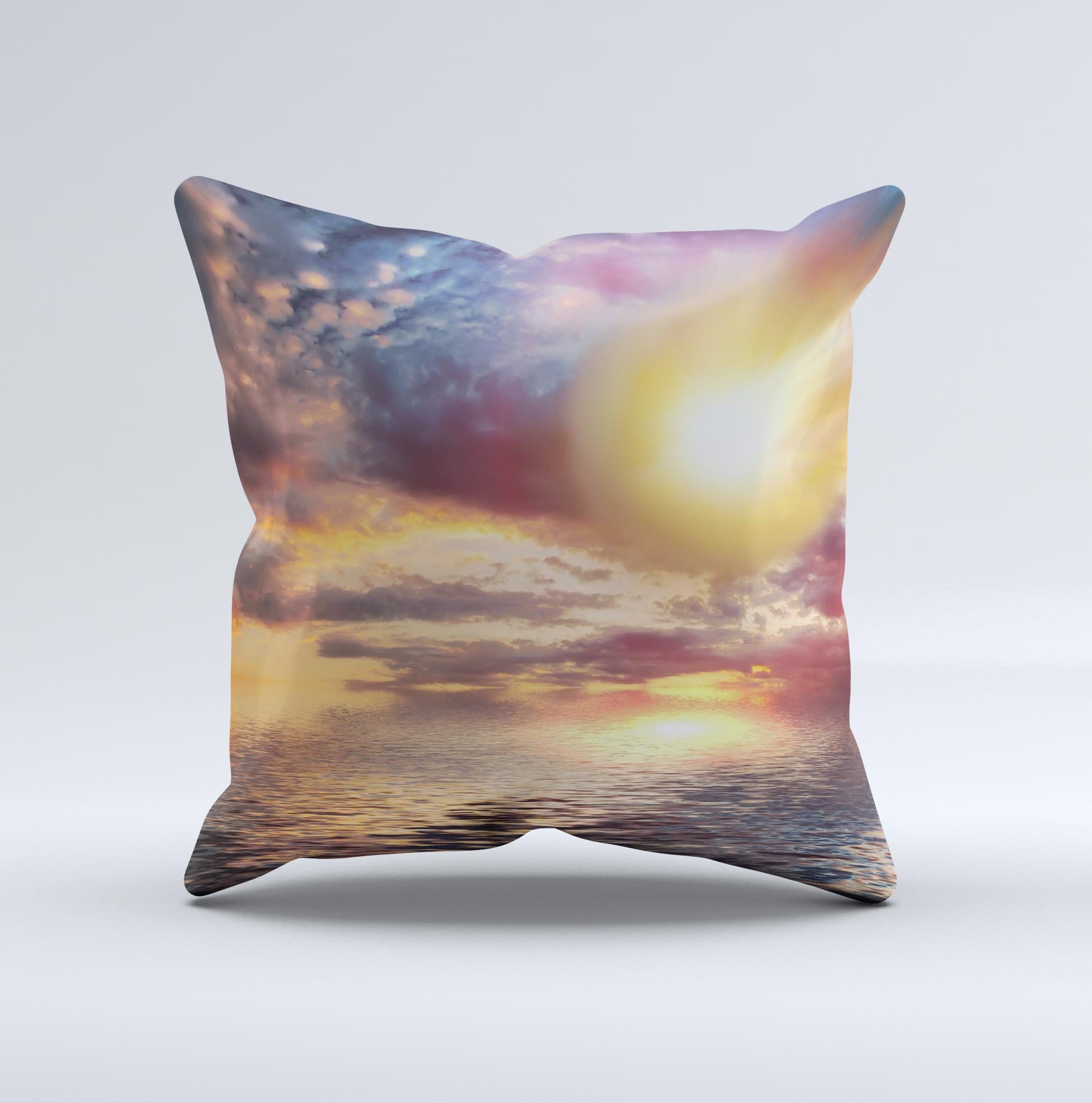 Fiery Meteorite Ink-Fuzed Decorative Throw Pillow showcasing vibrant colors and unique design, handcrafted in Virginia.