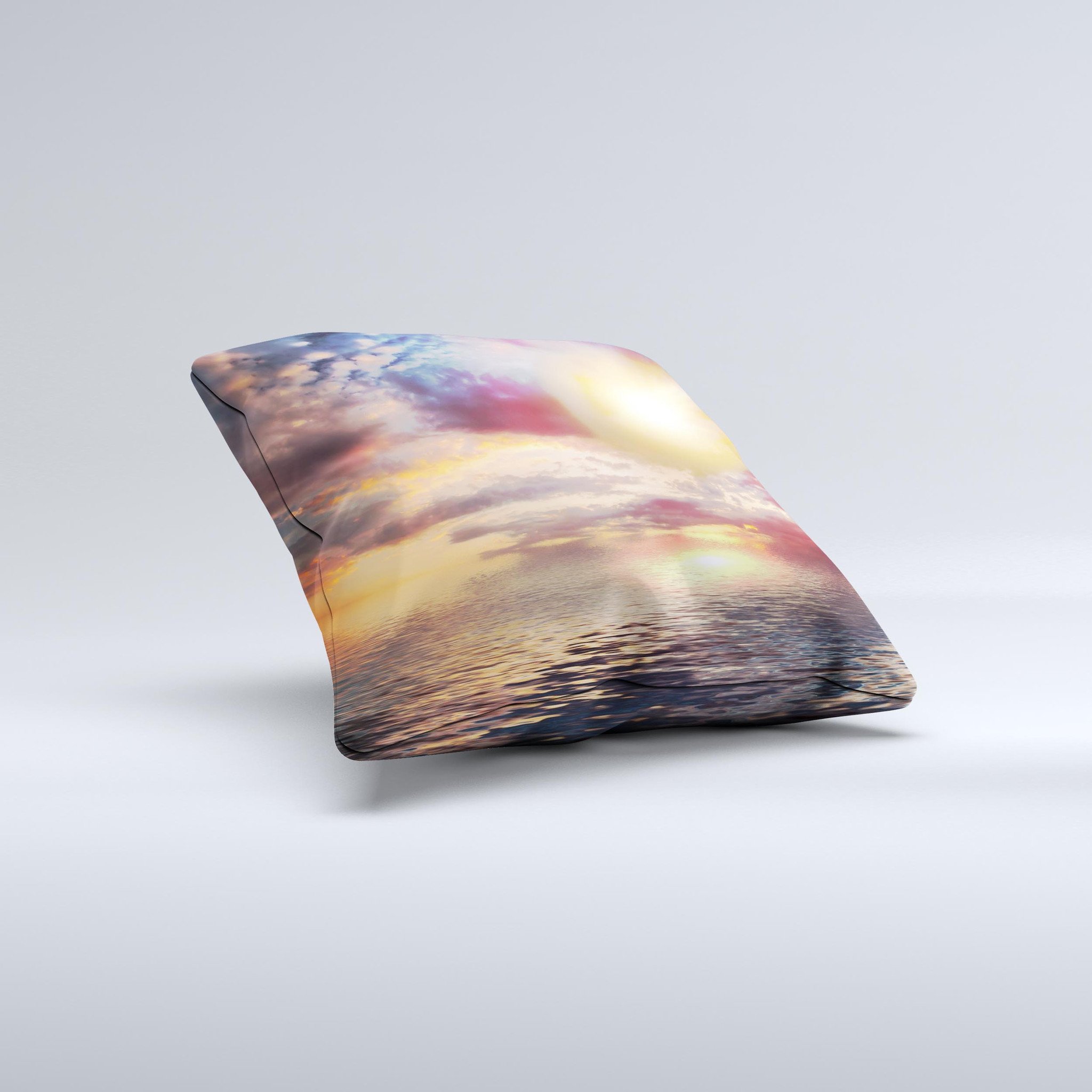 Fiery Meteorite Ink-Fuzed Decorative Throw Pillow showcasing vibrant colors and unique design, handcrafted in Virginia.