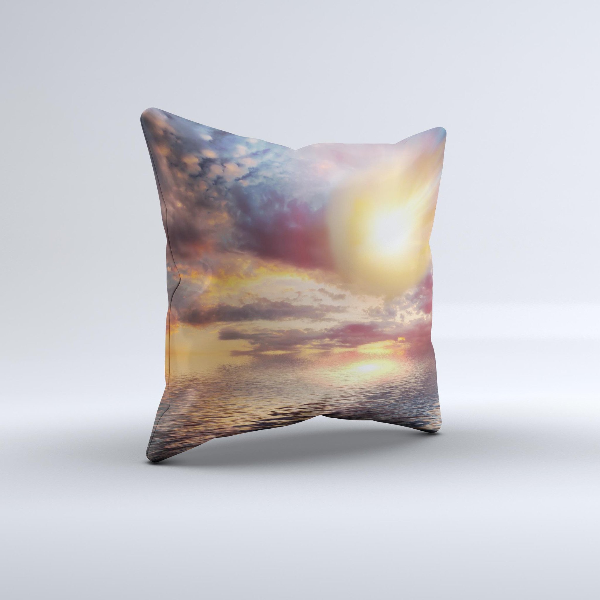 Fiery Meteorite Ink-Fuzed Decorative Throw Pillow showcasing vibrant colors and unique design, handcrafted in Virginia.